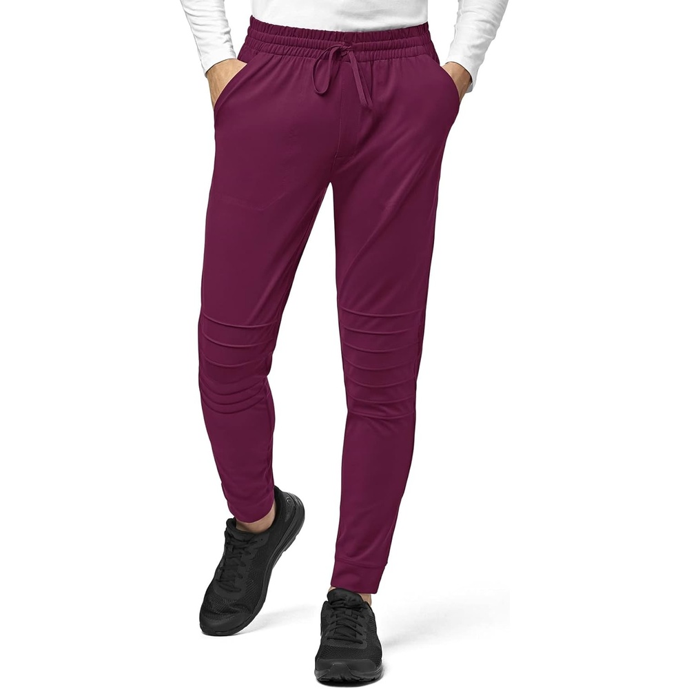 WonderWink Mens Men’s Moto Knit Jogger Pant(Wine)