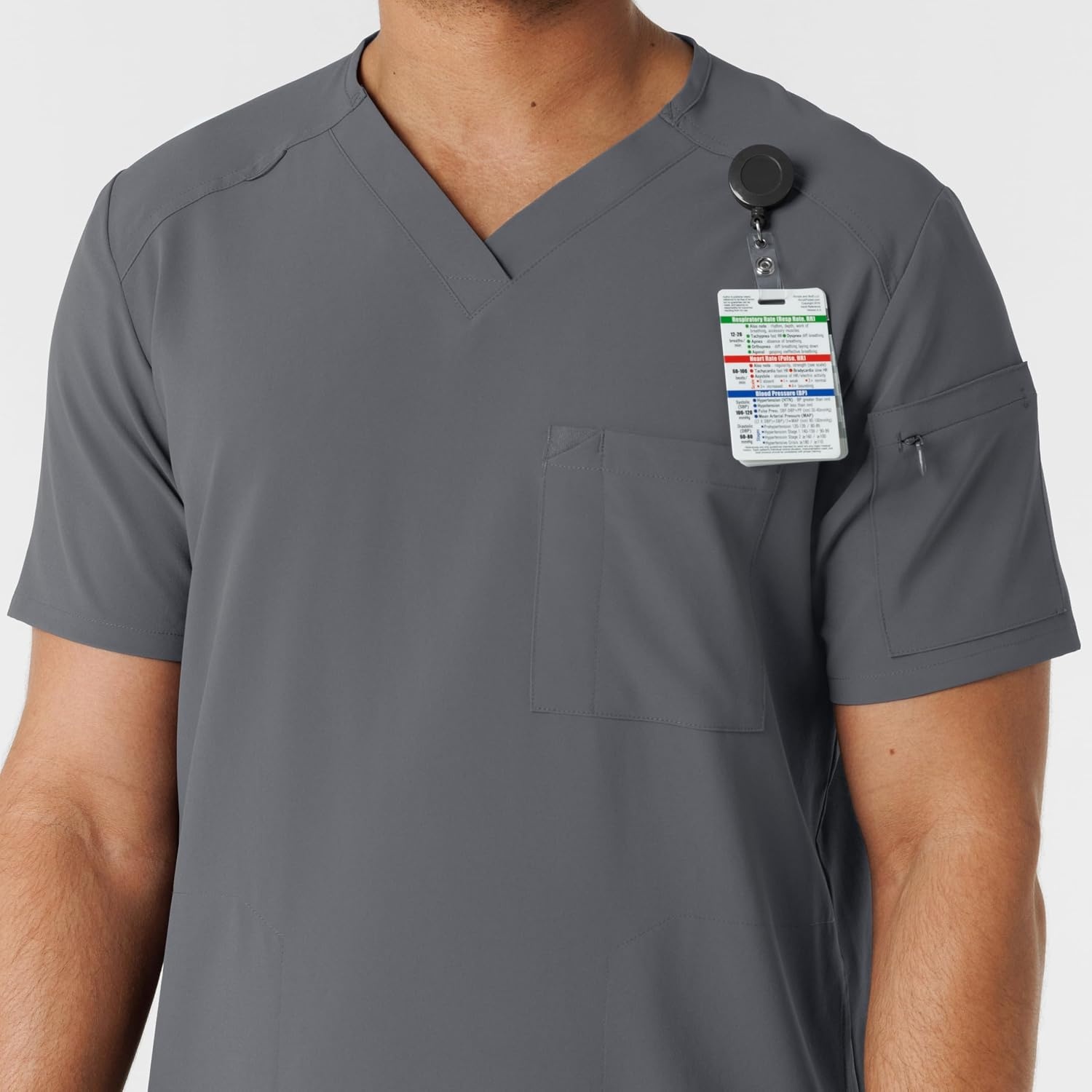 Wink Renew Men’s V-Neck 5 Pocket Scrub Top, Pewter, XL