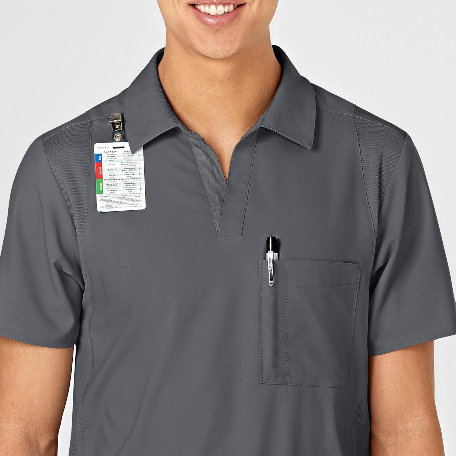 WonderWink Mens Collar Top(Pewter)