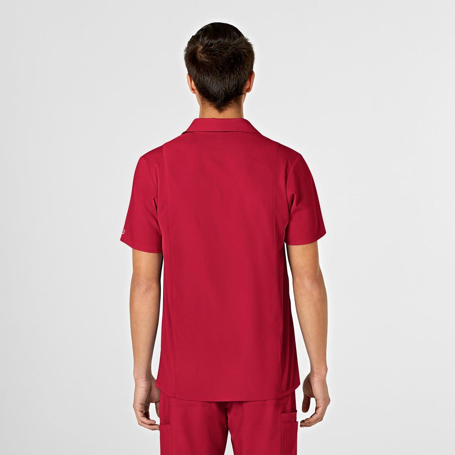 WonderWink Mens Collar Top(Red)