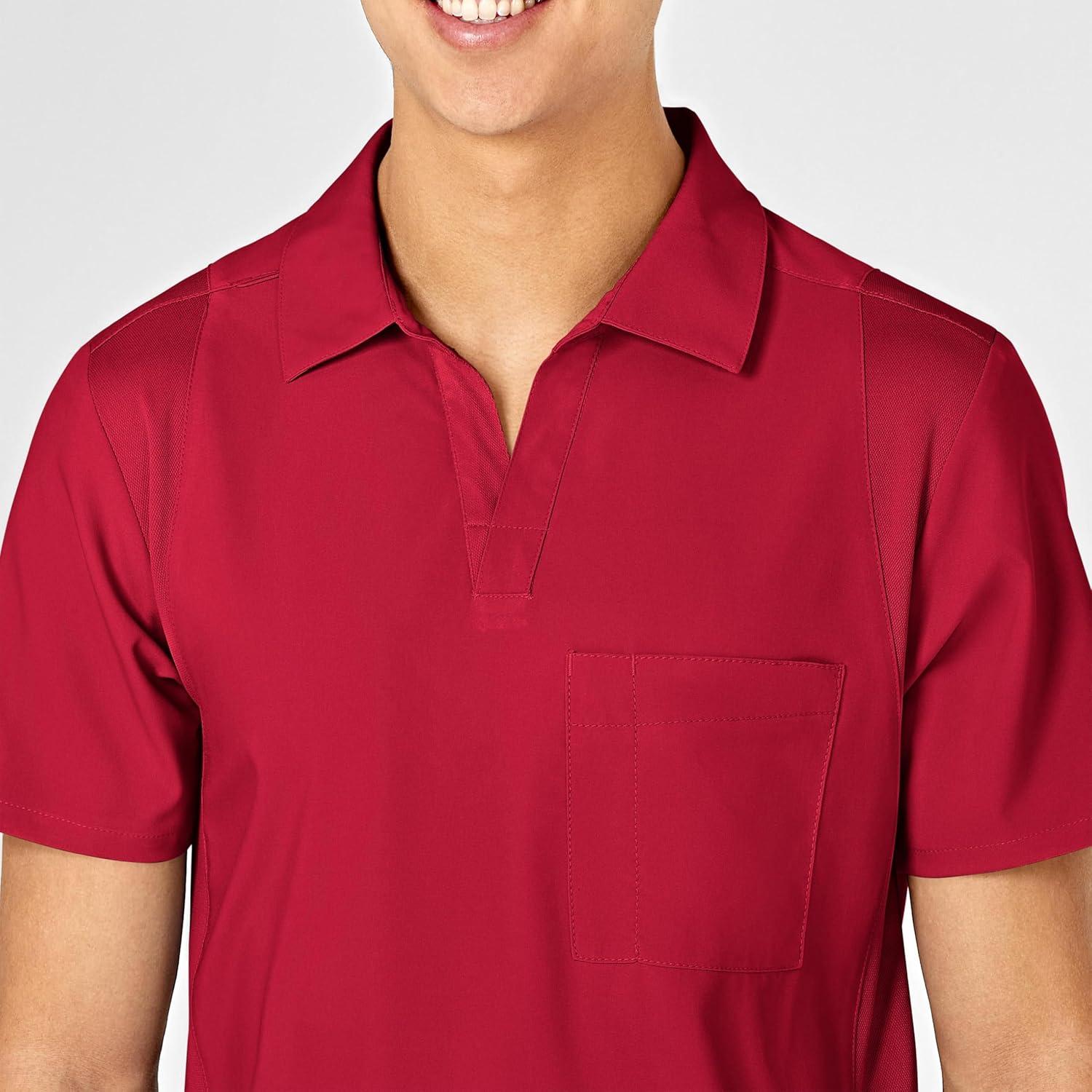 WonderWink Mens Collar Top(Red)