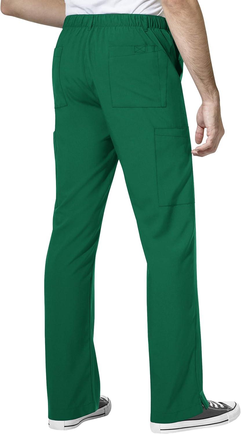 WonderWink W123 Men’s V-Neck Top & Flat Front Cargo Pocket Pant Scrub Set + Badge Reel(Navy)