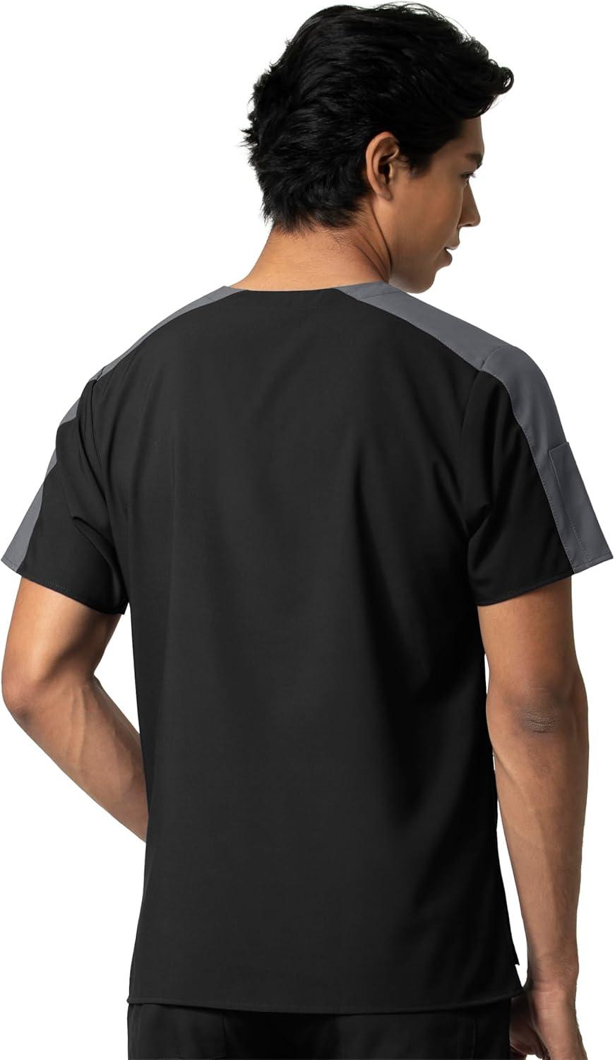 WonderWink Mens Men’s Colorblock Scrub Top(Black)