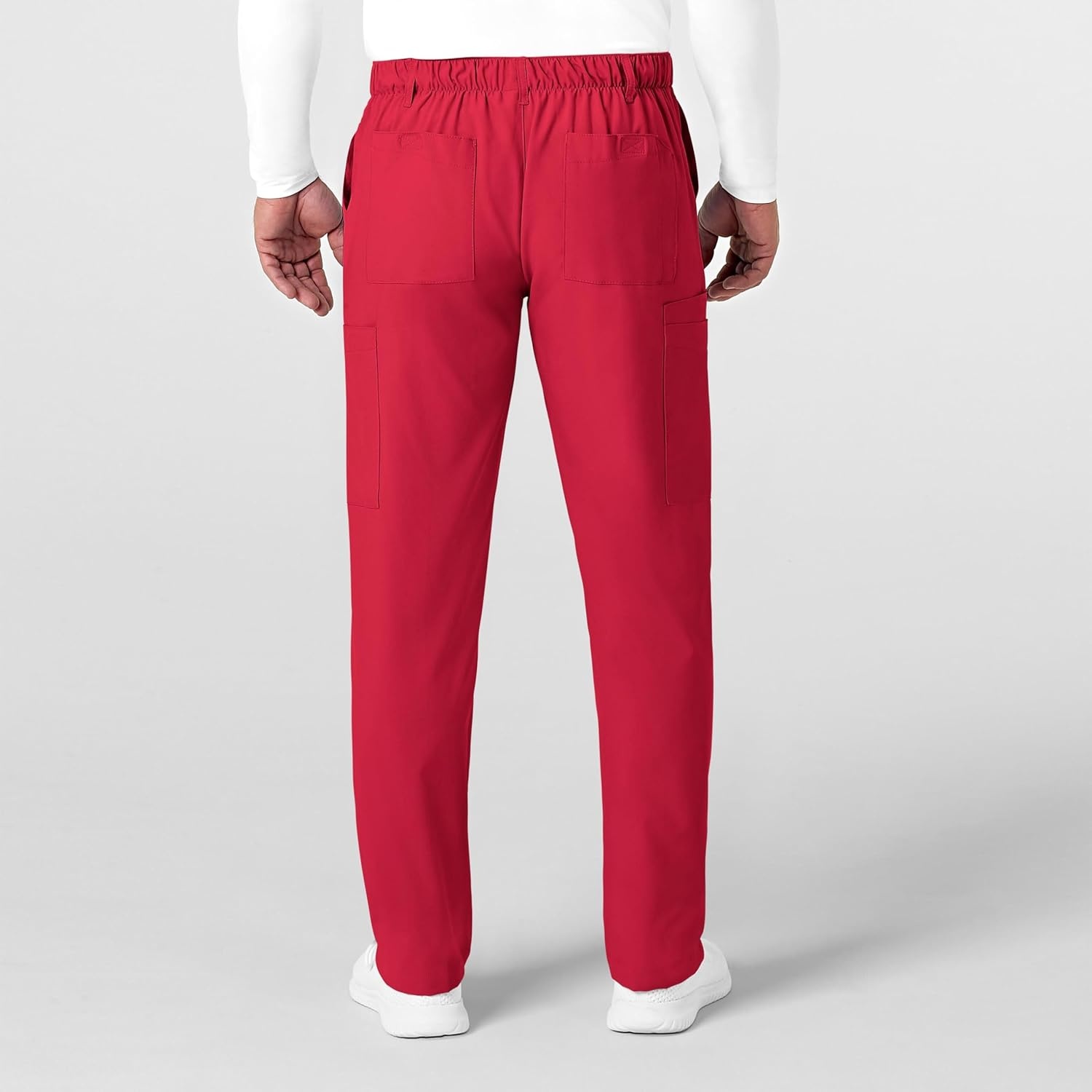 Wink W123 Men’s Flat Front Cargo Scrub Pant(Red)