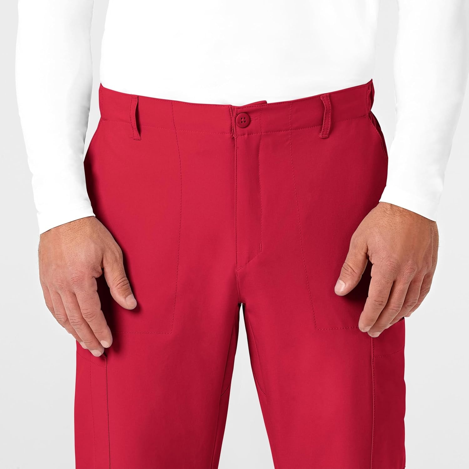 Wink W123 Men’s Flat Front Cargo Scrub Pant(Red)