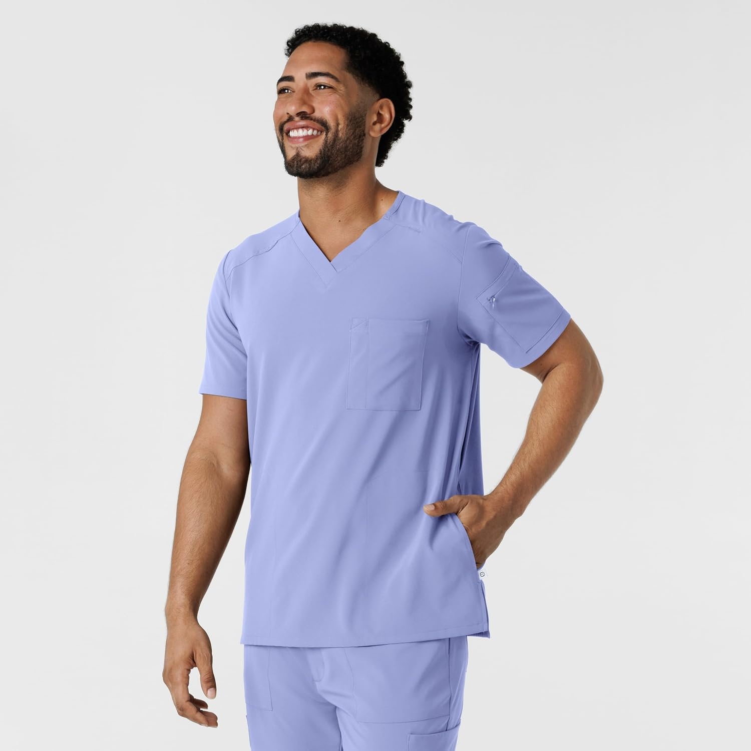 Wink Renew Men’s V-Neck 5 Pocket Scrub Top(Ceil Blue)