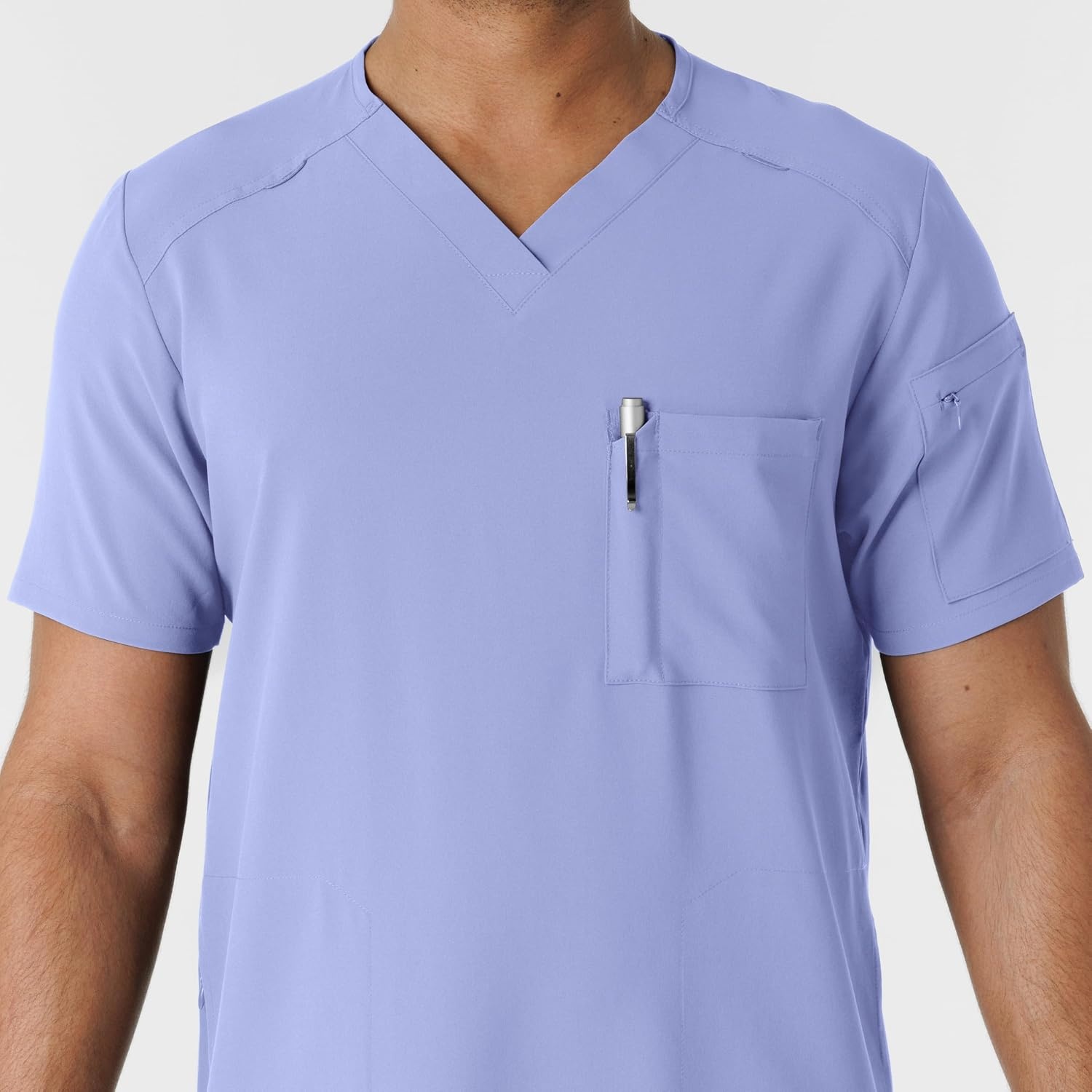Wink Renew Men’s V-Neck 5 Pocket Scrub Top(Ceil Blue)