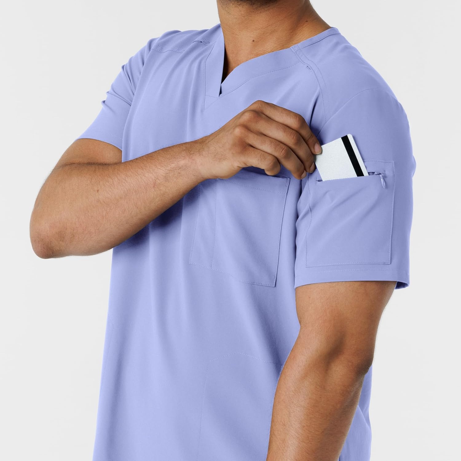 Wink Renew Men’s V-Neck 5 Pocket Scrub Top(Ceil Blue)
