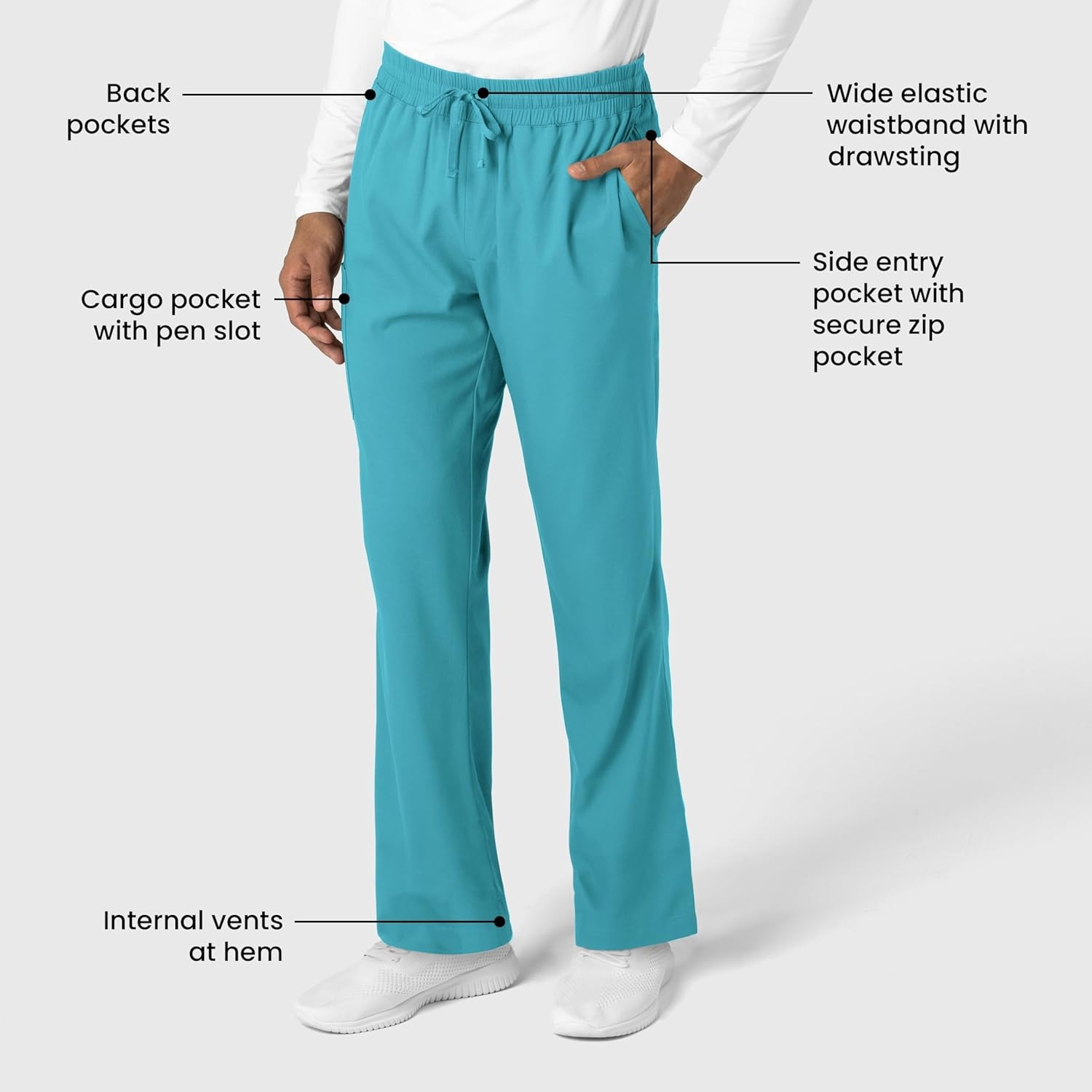 Wink Boundless Men’s Straight Leg Scrub Pant(Teal)