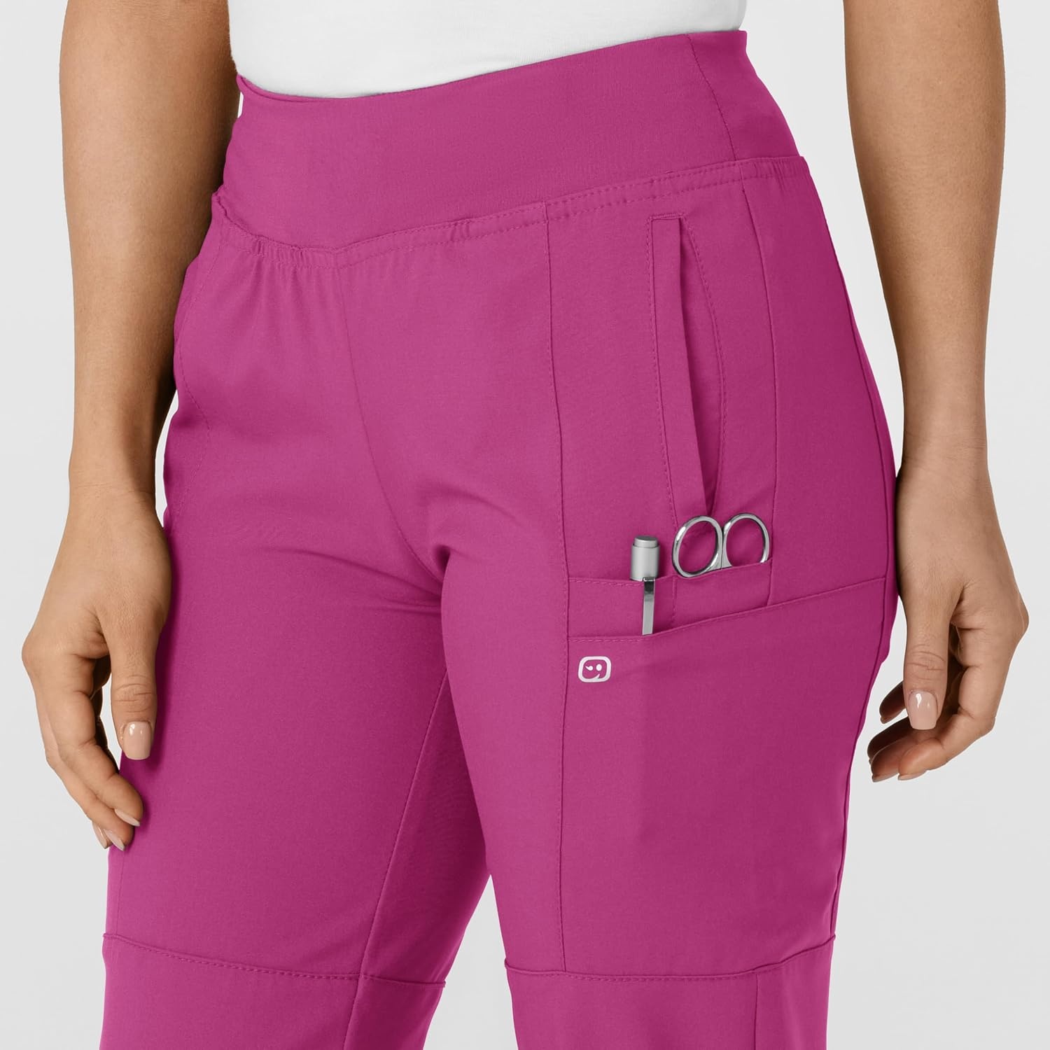 Wink W123 Women’s Comfort Waist Cargo Jogger Scrub Pant(Raspberry)