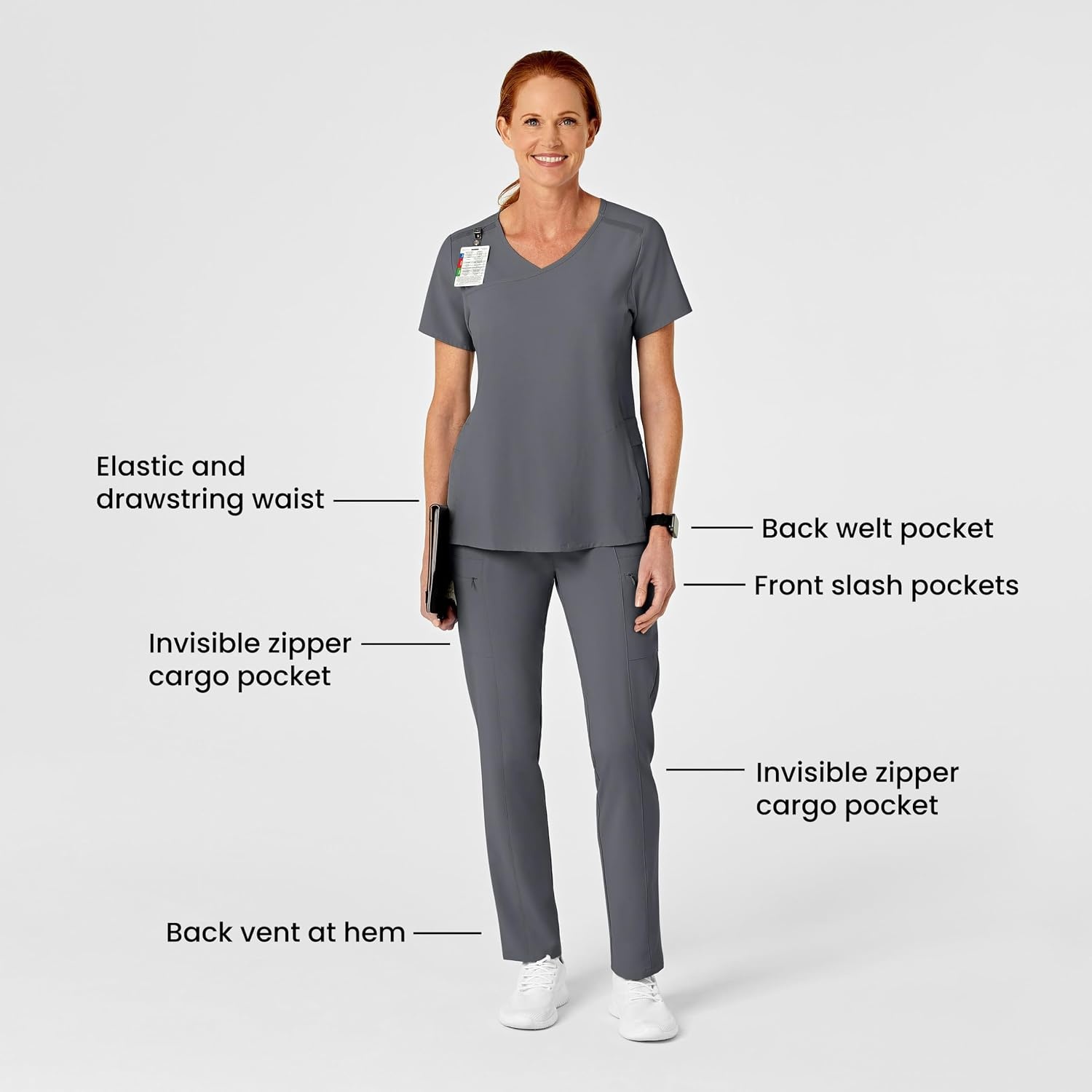 Wink Renew Women’s High Waist Slim Leg Scrub Pant(Pewter)