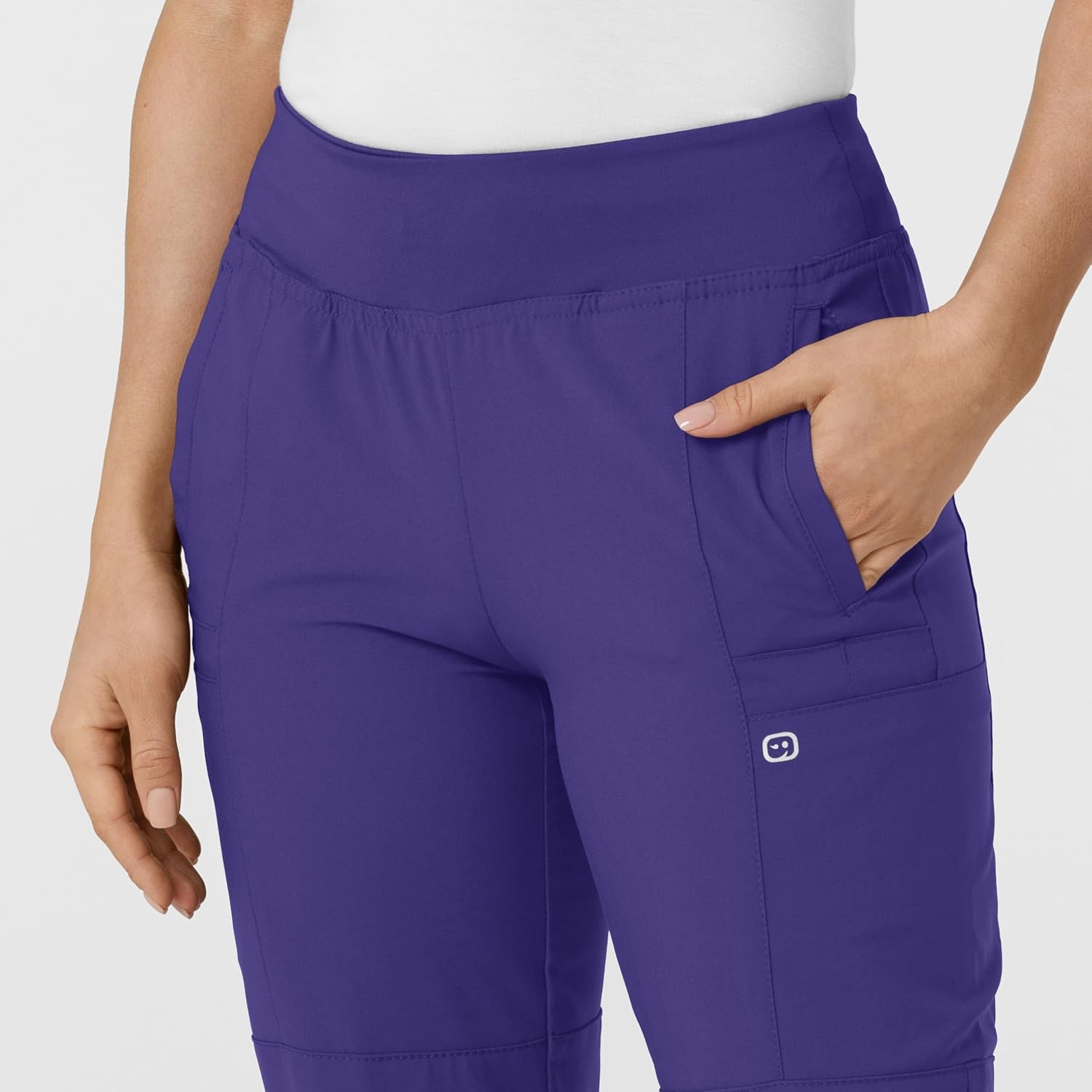 WINK Scrubs for Women, W123, Comfort Waist Cargo Joggers Pants with 8 Pockets(Grape)