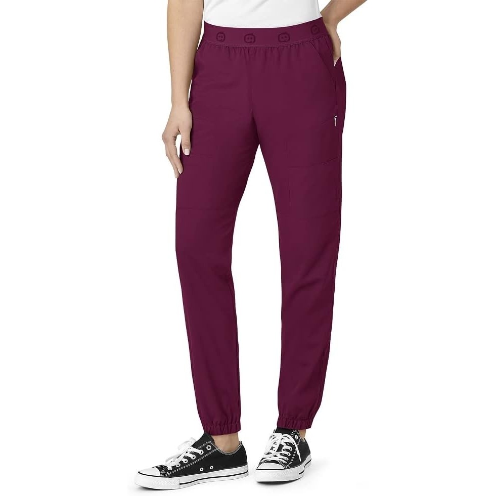 WINK PRO Women’s Slim Cargo Jogger Scrub Pant, Wine, 4XL