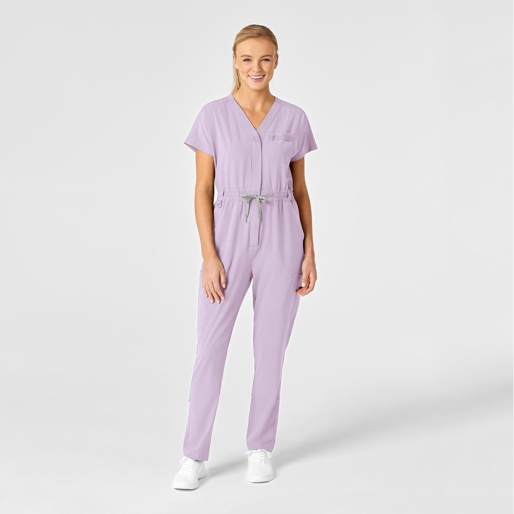 WINK RENEW Women’s Cargo Jogger Scrub Jumpsuit(Pastel Lilac)