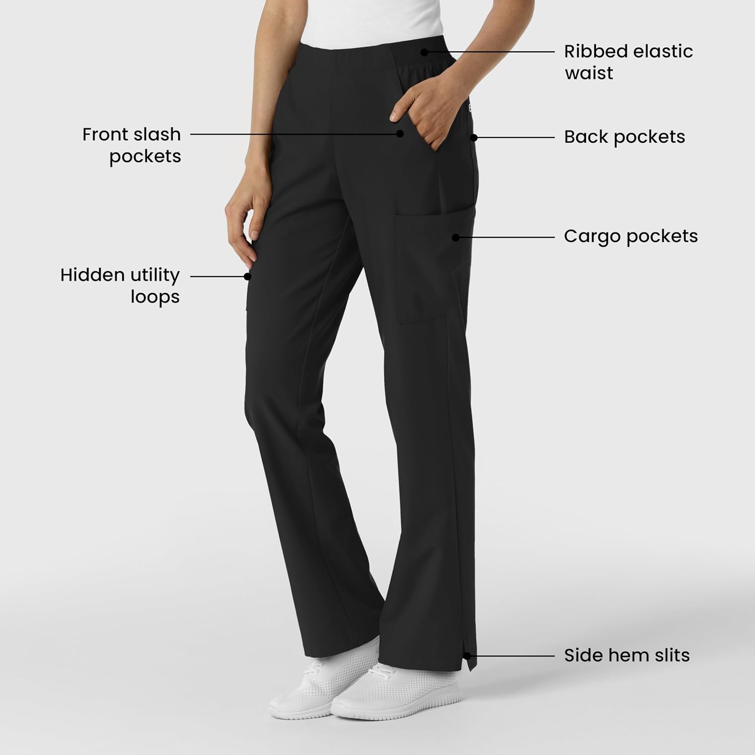 Wink Women’s Women’s Cargo Utility Scrub Pant(Black)