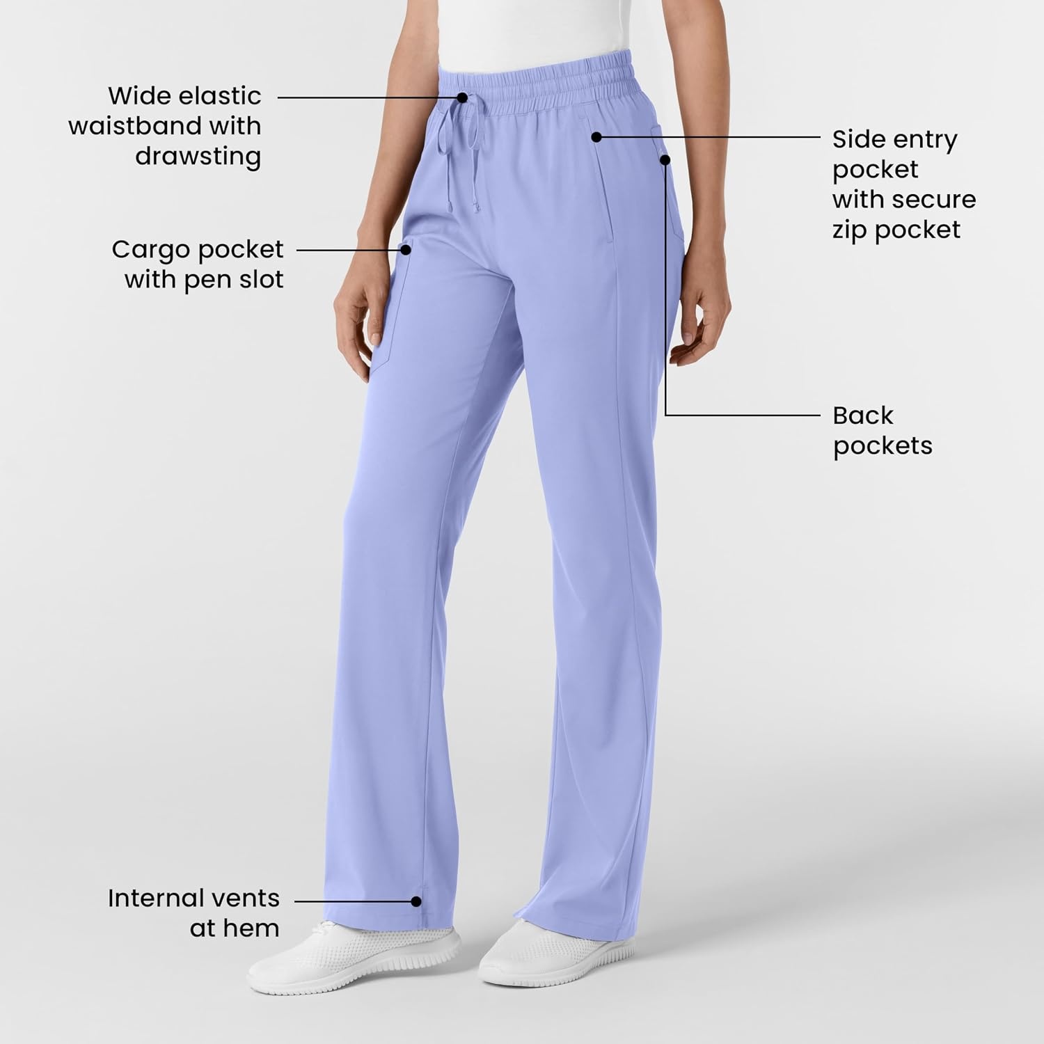 WINK Boundless Women’s Bootcut Scrub Pant | Womens Scrub Pant Teal Mid Rise(Ceil Blue)