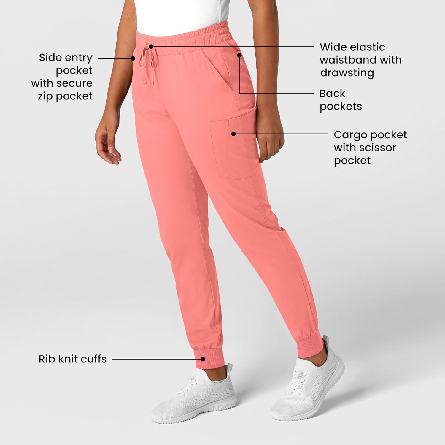 WonderWink Women’s Women’s Jogger Scrub Pant(Paradise Pink)