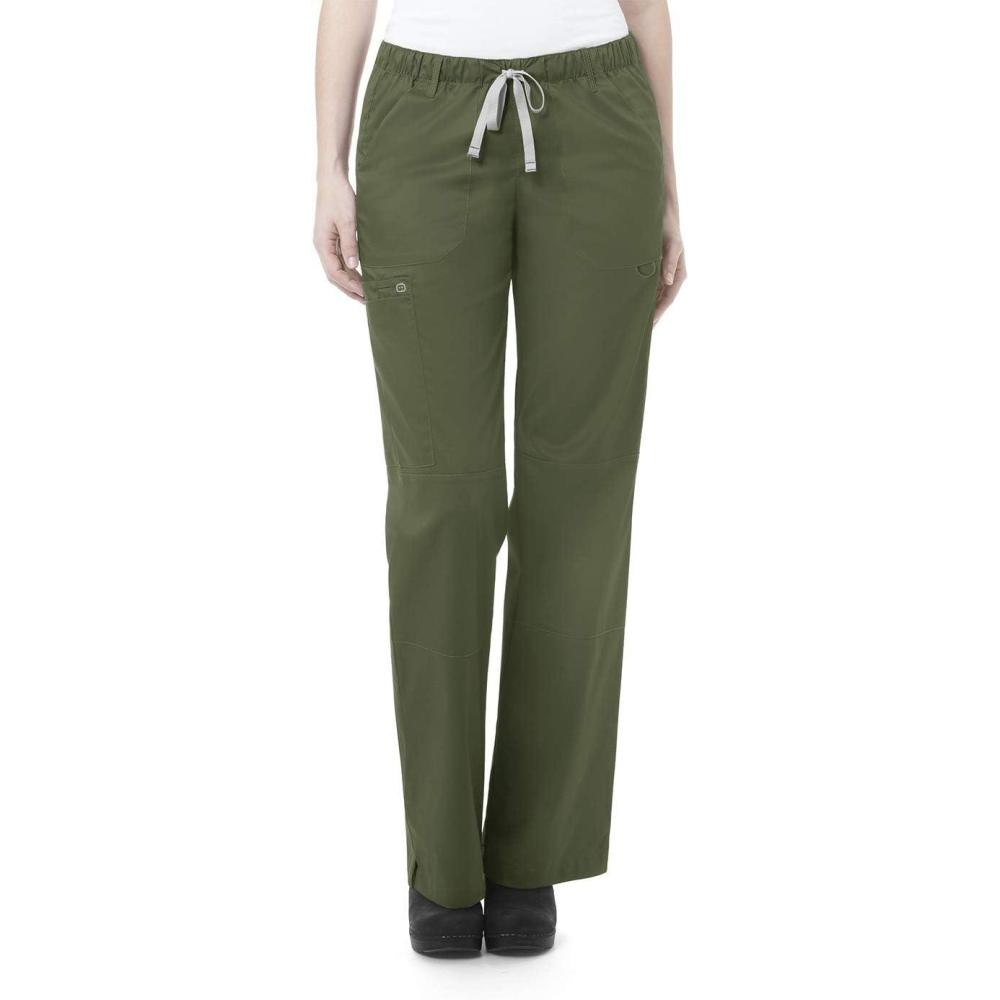 WonderWink Women’s Petite-Plus-Size Wonderwork Straight Leg Cargo Scrub Pant(Olive)