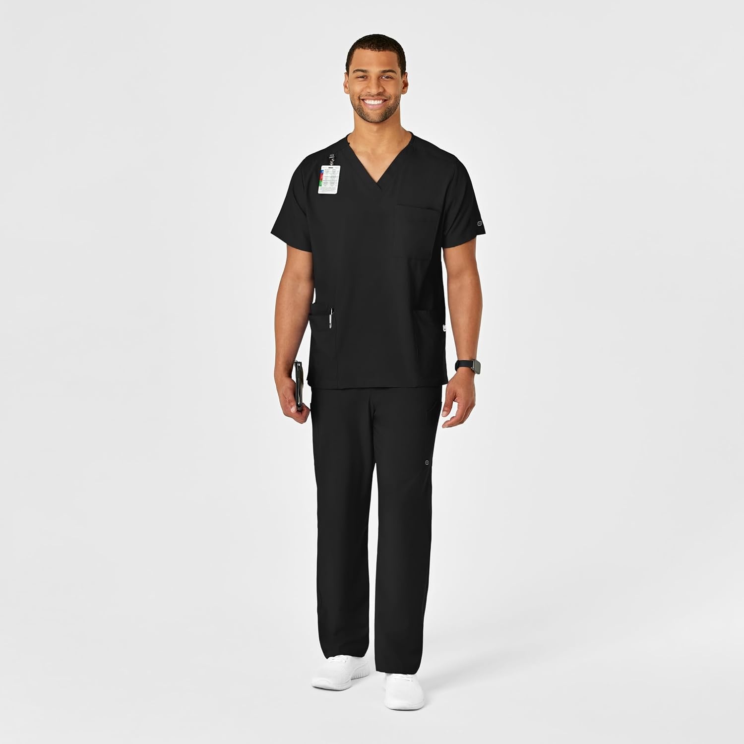 Wink W123 Unisex Multi-Cargo Scrub Pant(Black)