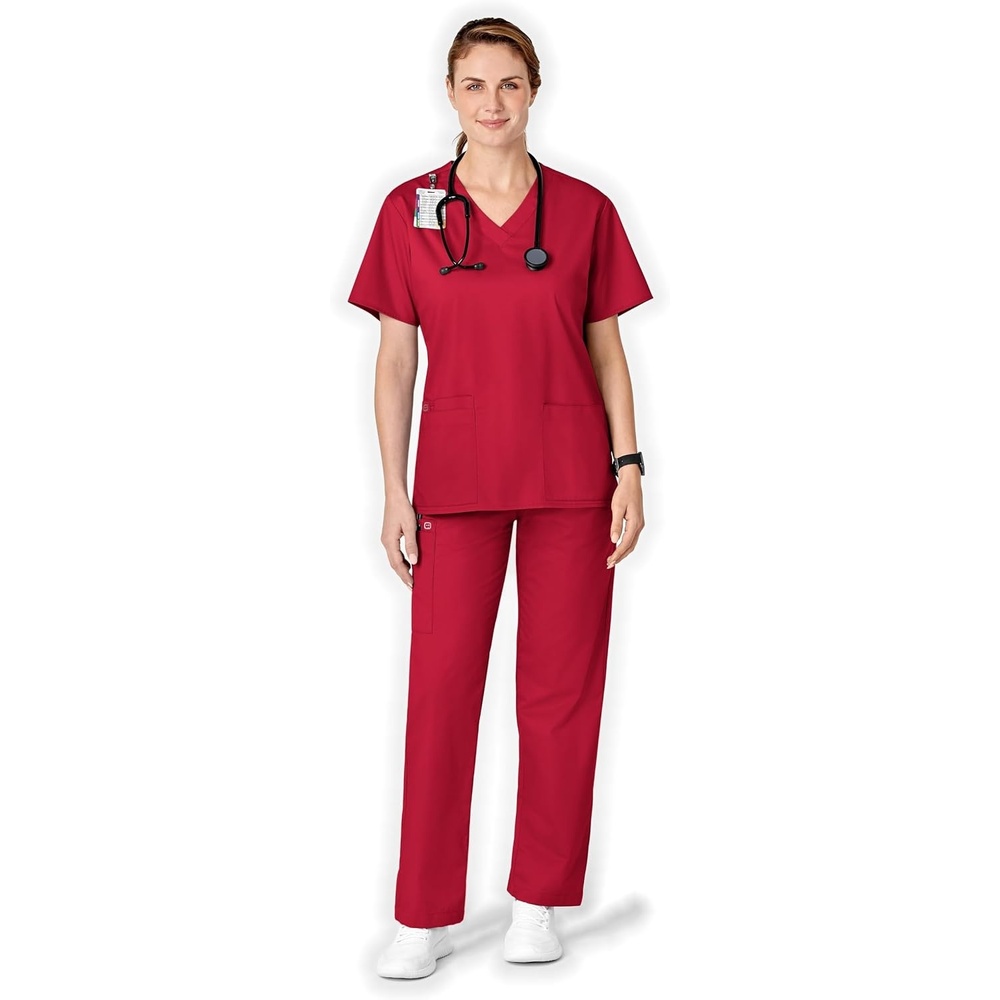 Wonderwork Women’s Pull-on Cargo Scrub Pant(Red)