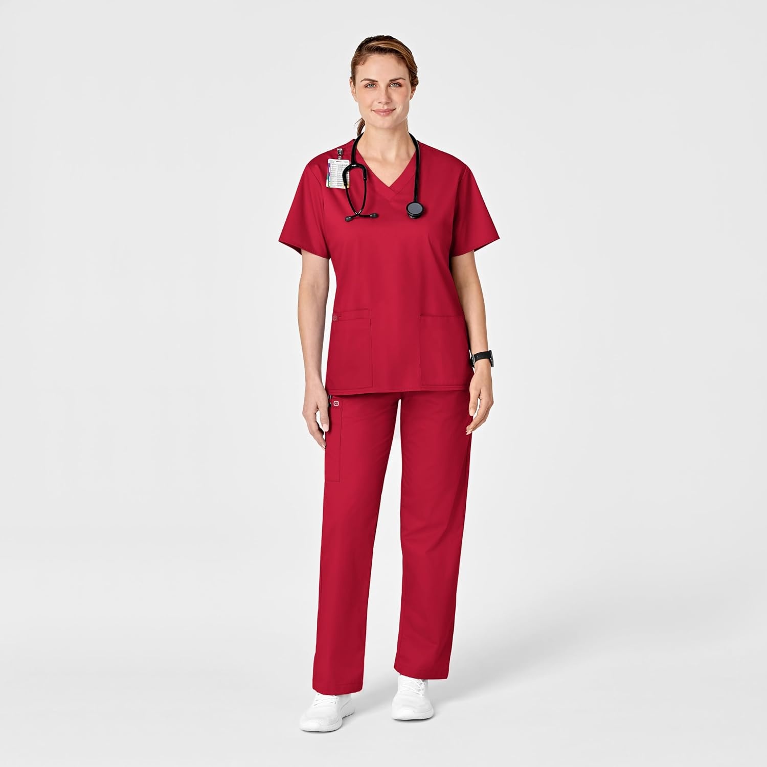 Wonderwork Women’s Pull-on Cargo Scrub Pant(Red)