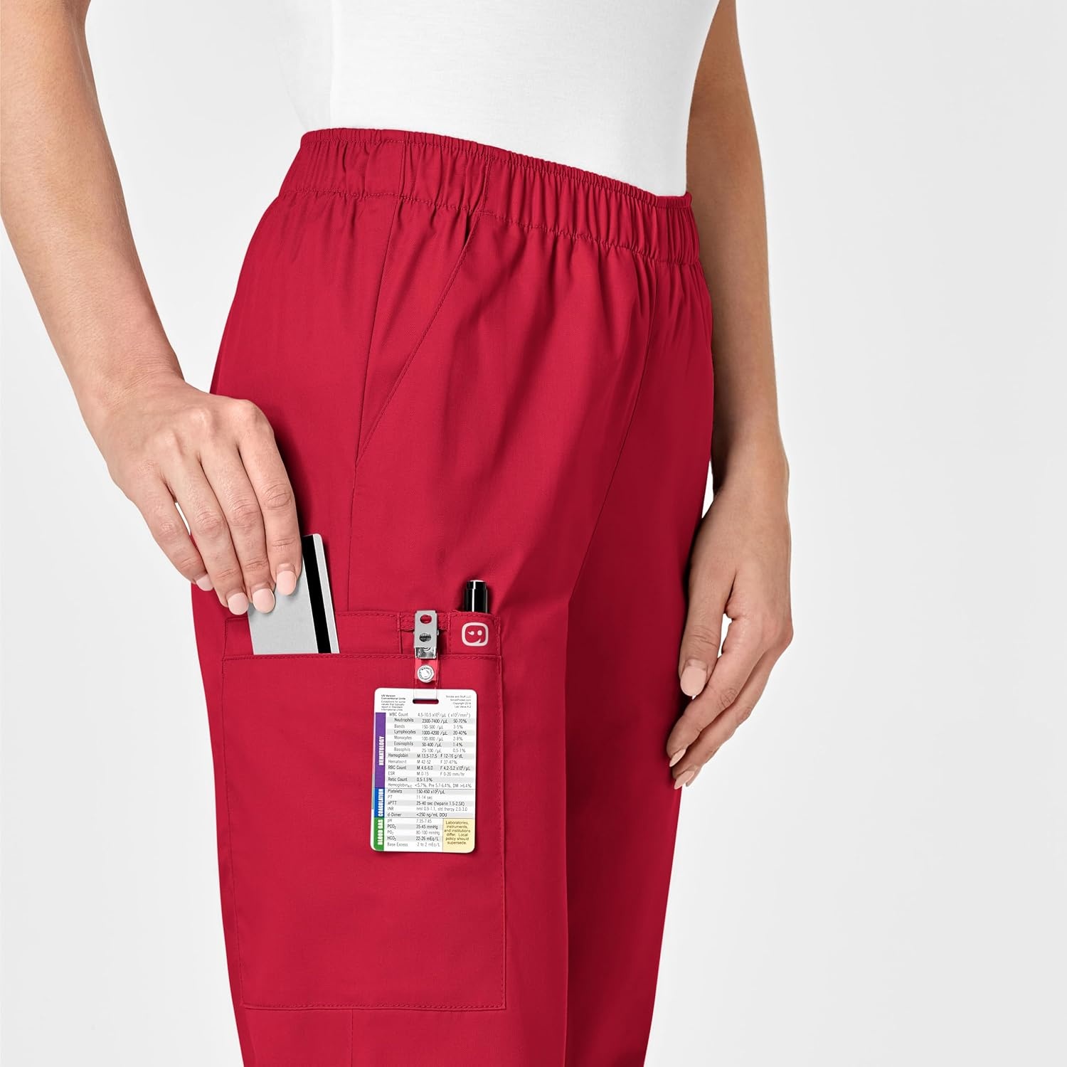 Wonderwork Women’s Pull-on Cargo Scrub Pant(Red)