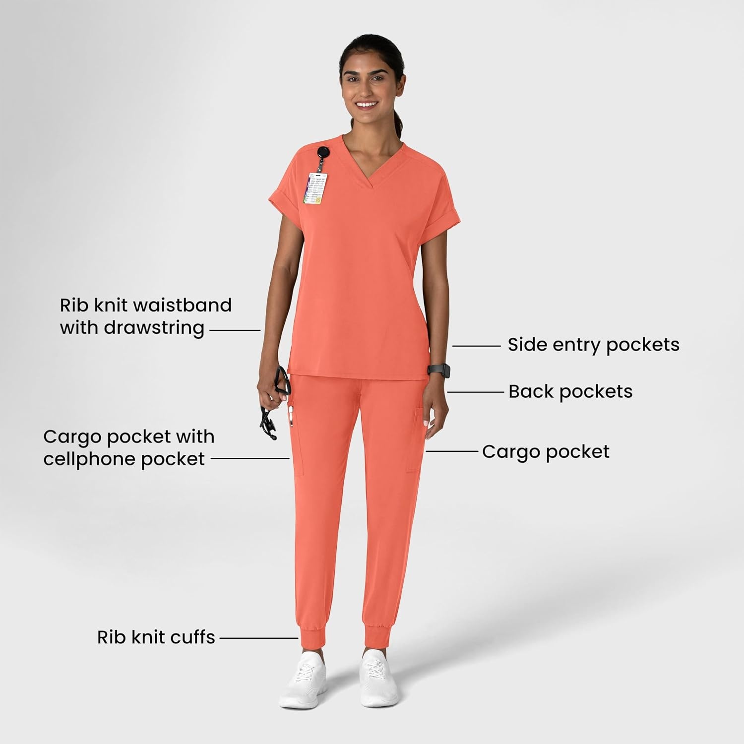 Wink Women’s Women’s Jogger Utility Scrub Pant(Sugar Coral)