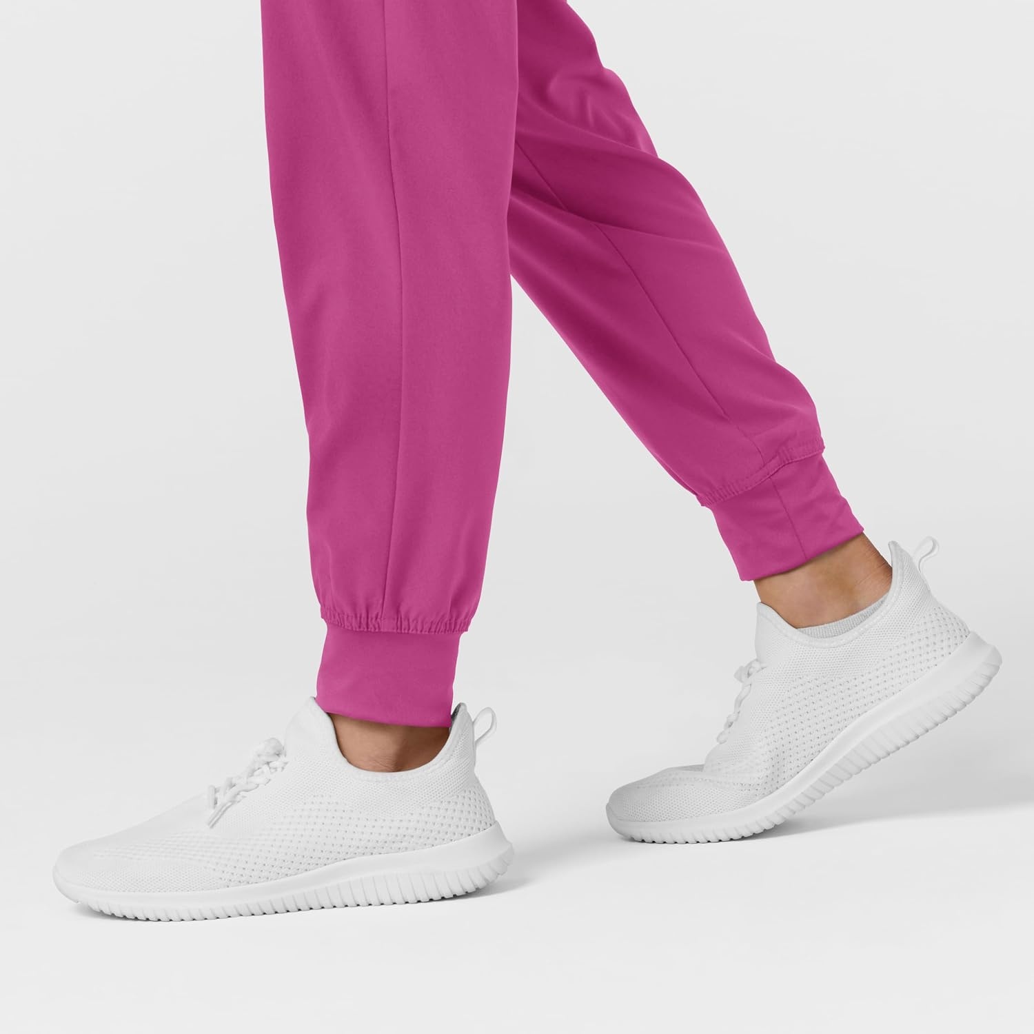 WINK Scrubs for Women, W123, Comfort Waist Cargo Joggers Pants with 8 Pockets(Raspberry)