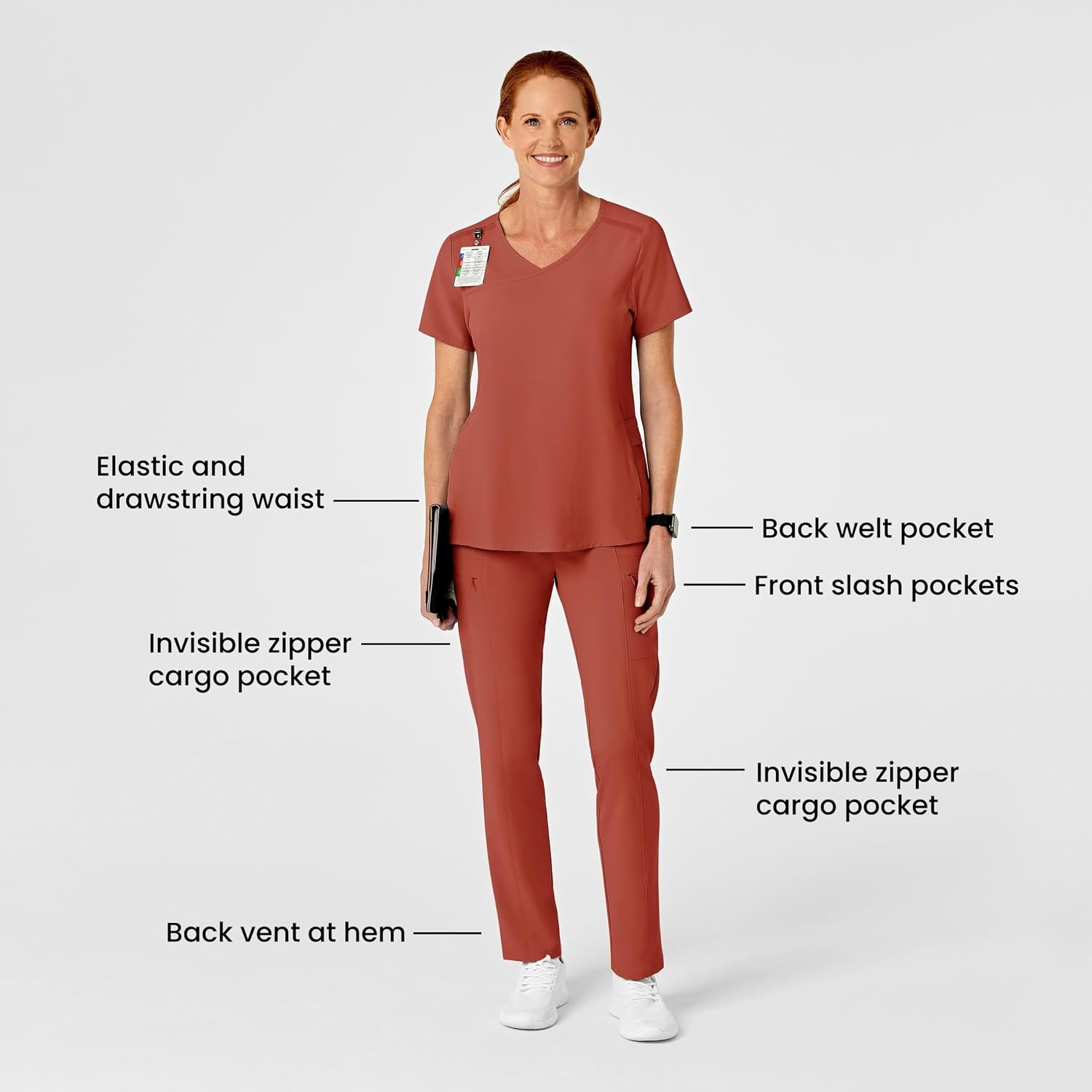 Wink Renew Women’s High Waist Slim Leg Scrub Pant(Mineral Red)