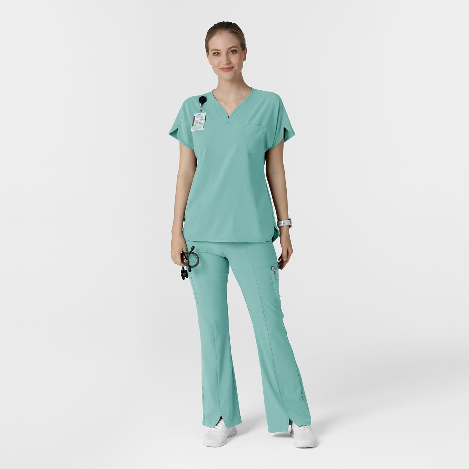 Wink Scrubs for Women, Renew, Cargo Flare Pants, with 7 Pockets(Turquoise)