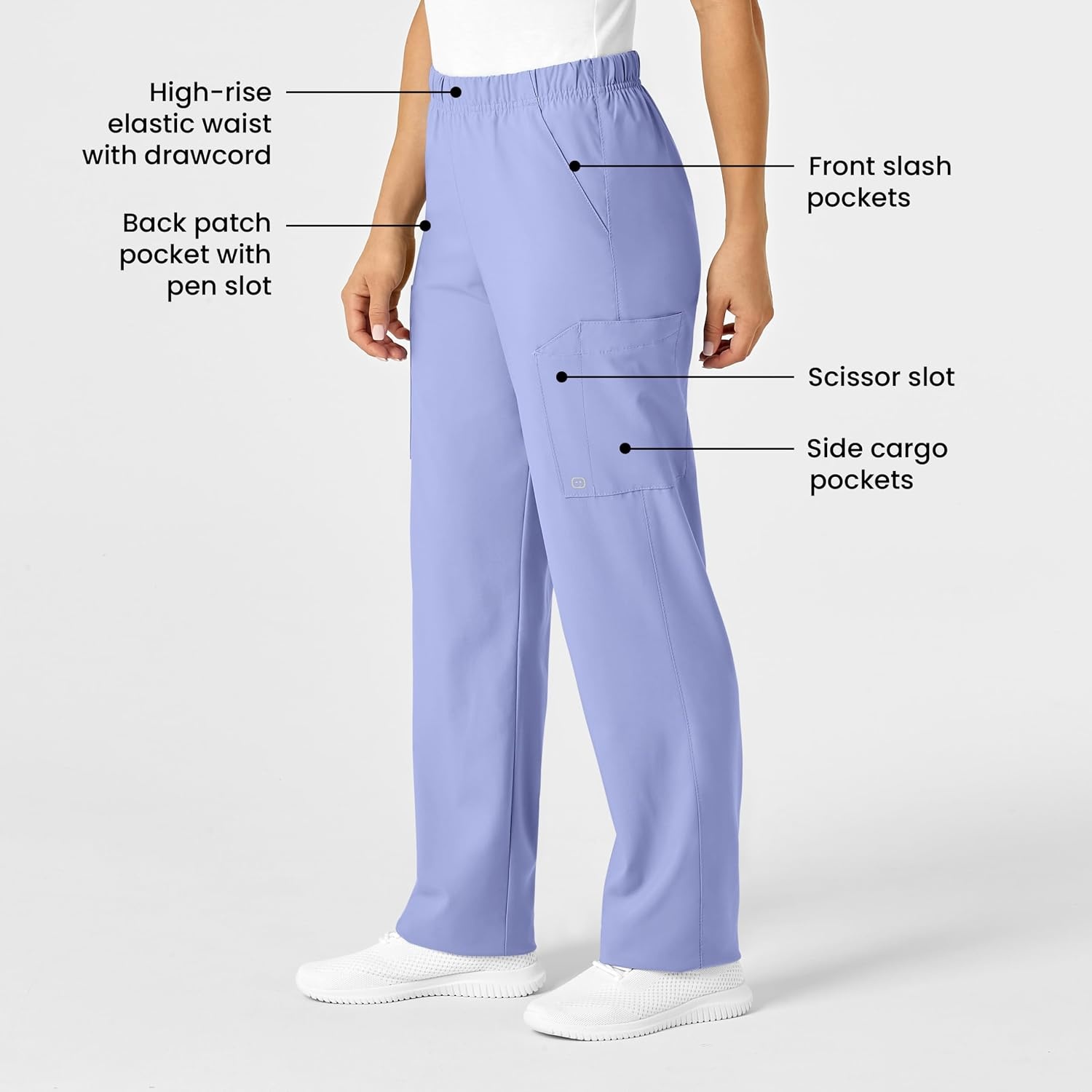 Wink W123 Unisex Multi-Cargo Scrub Pant(Ceil Blue)