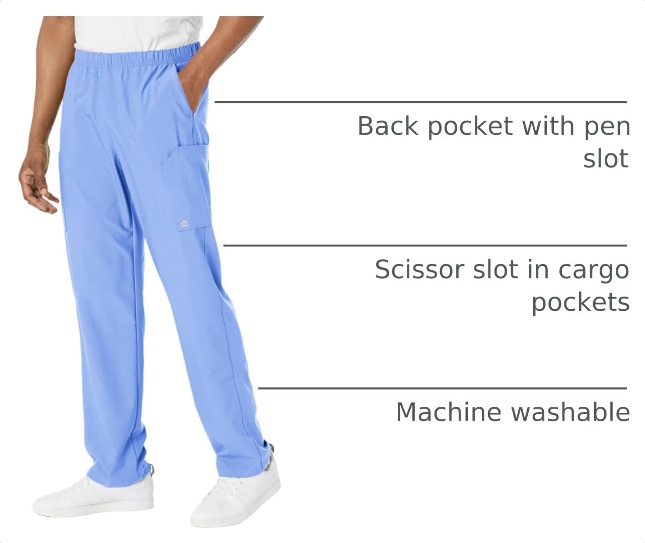 Wink W123 Unisex Multi-Cargo Scrub Pant(Ceil Blue)