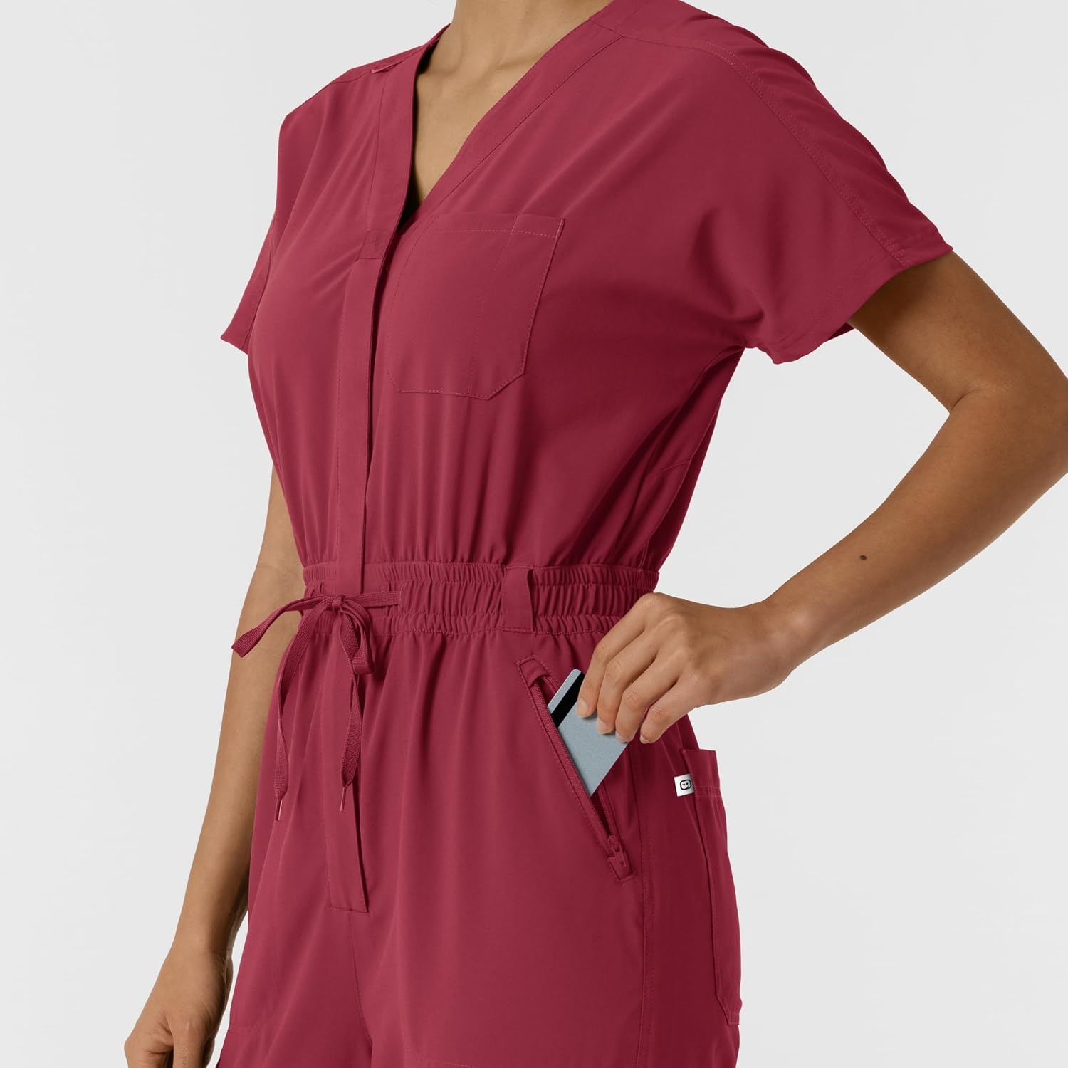 WINK RENEW Women’s Cargo Jogger Scrub Jumpsuit(Ruby)