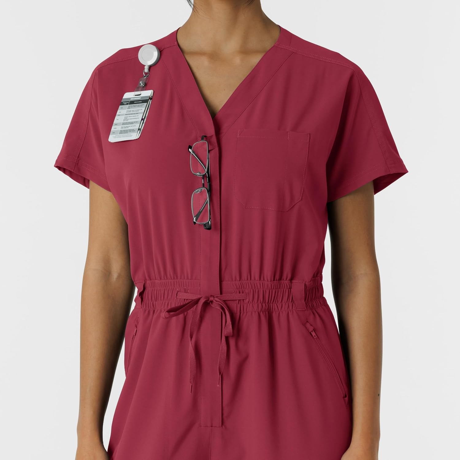 WINK RENEW Women’s Cargo Jogger Scrub Jumpsuit(Ruby)