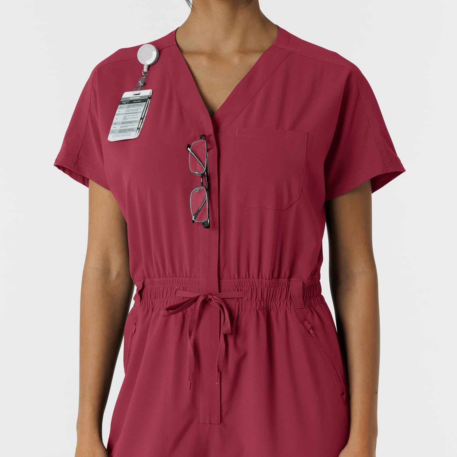 WINK RENEW Women’s Cargo Jogger Scrub Jumpsuit(Ruby)