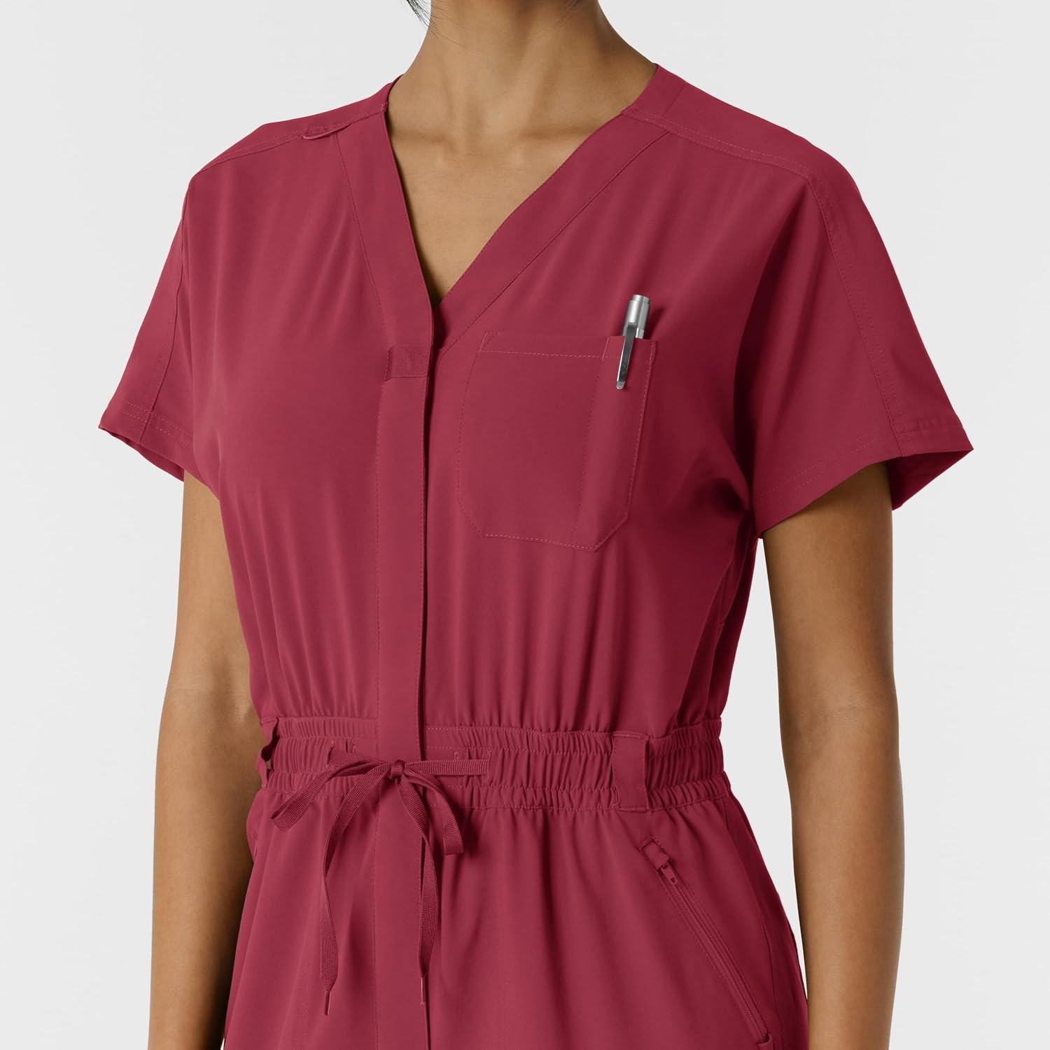 WINK RENEW Women’s Cargo Jogger Scrub Jumpsuit(Ruby)