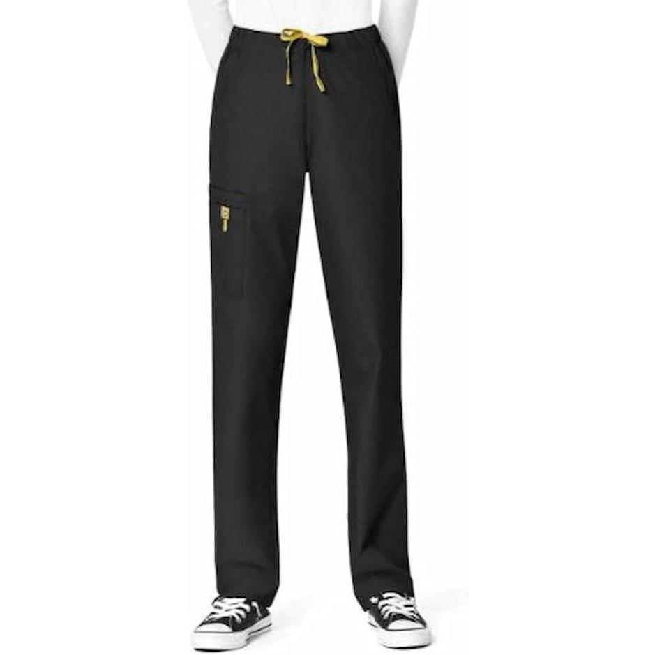 WonderWink Womens Women’s Slim Leg Cargo Scrub Pant(Black)