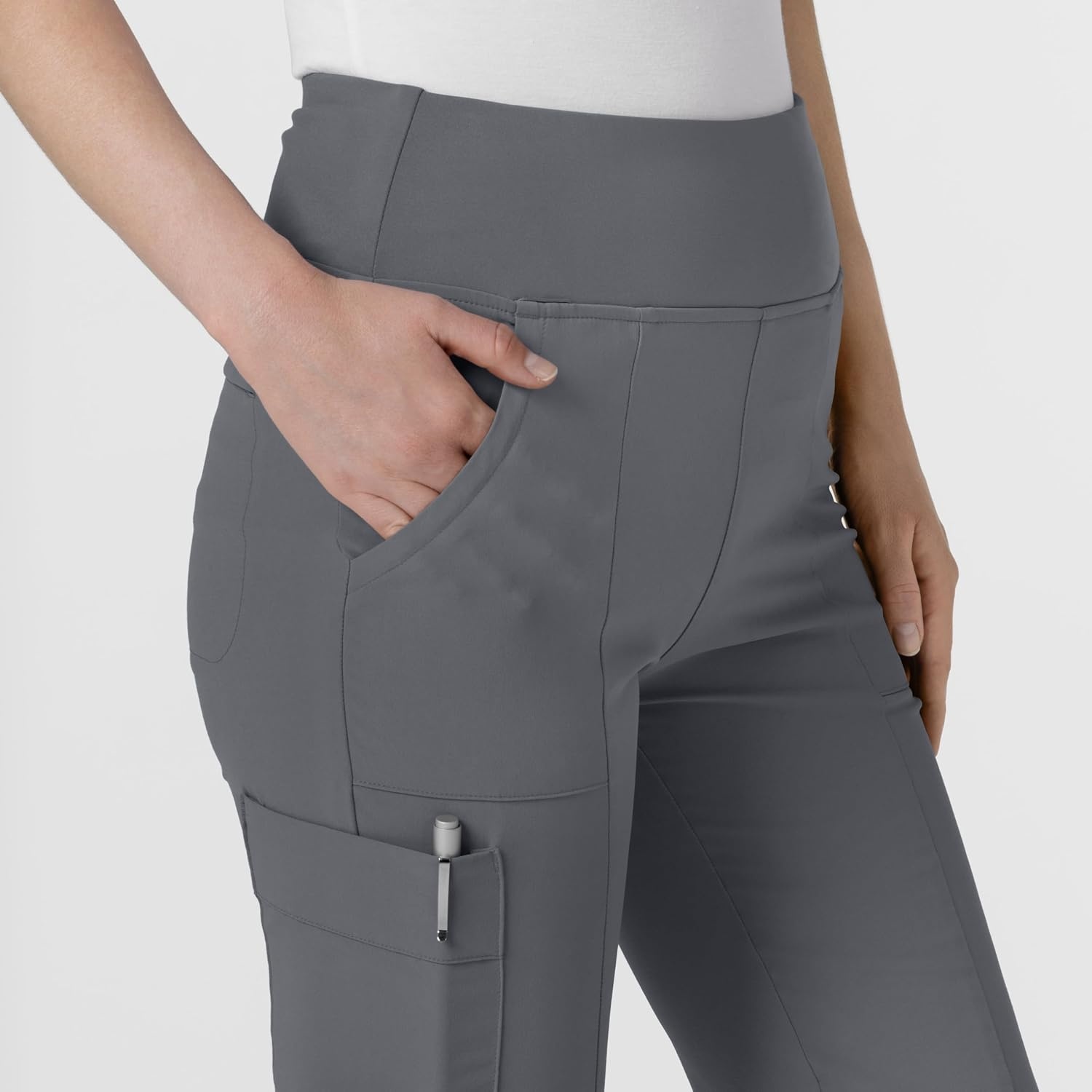 Wink Scrubs for Women, Renew, Cargo Flare Pants, with 7 Pockets(Pewter)