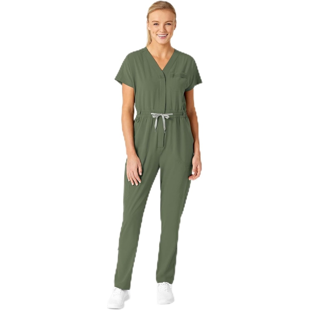 WINK RENEW Women’s Cargo Jogger Scrub Jumpsuit(Olive)