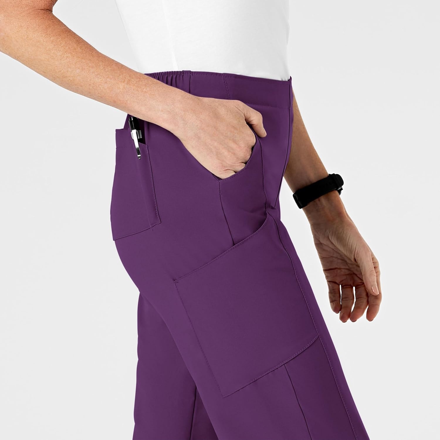 Wink W123 Women’s Flat Front Cargo Scrub Pant(Eggplant)
