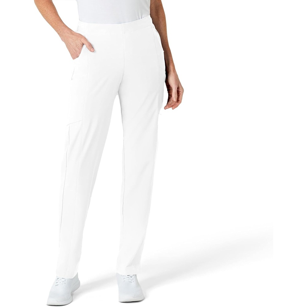 Wink W123 Women’s Flat Front Cargo Scrub Pant(White)