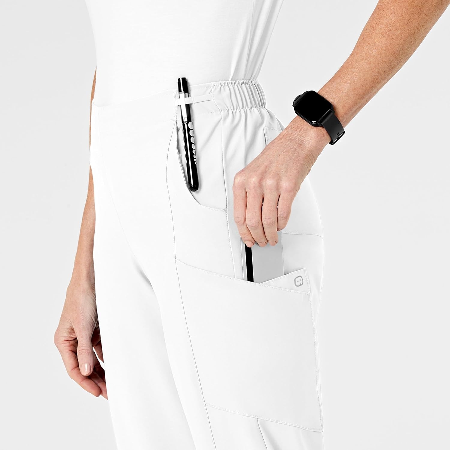 Wink W123 Women’s Flat Front Cargo Scrub Pant(White)