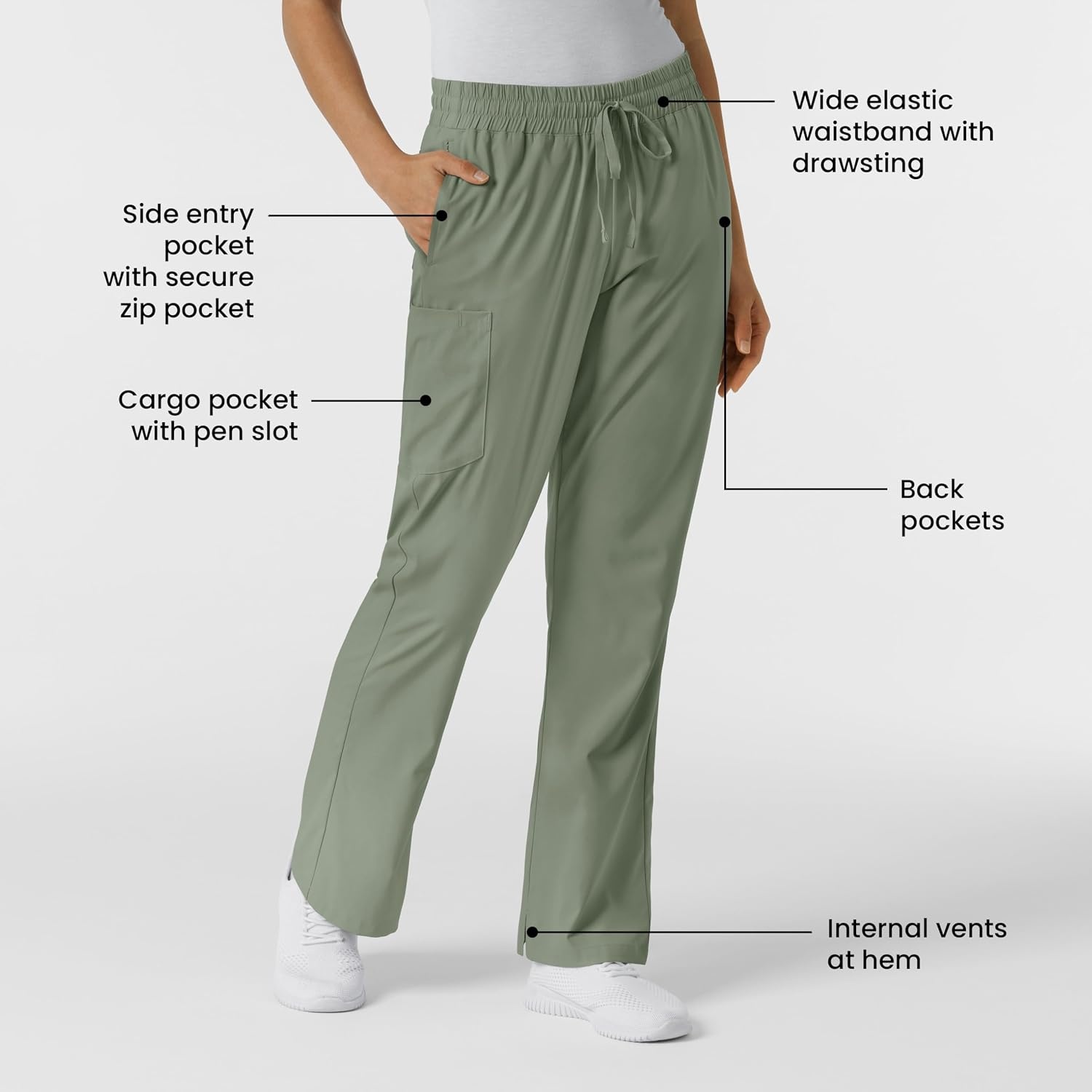 WINK Boundless Women’s Bootcut Scrub Pant | Womens Scrub Pant Teal Mid Rise(Sage)