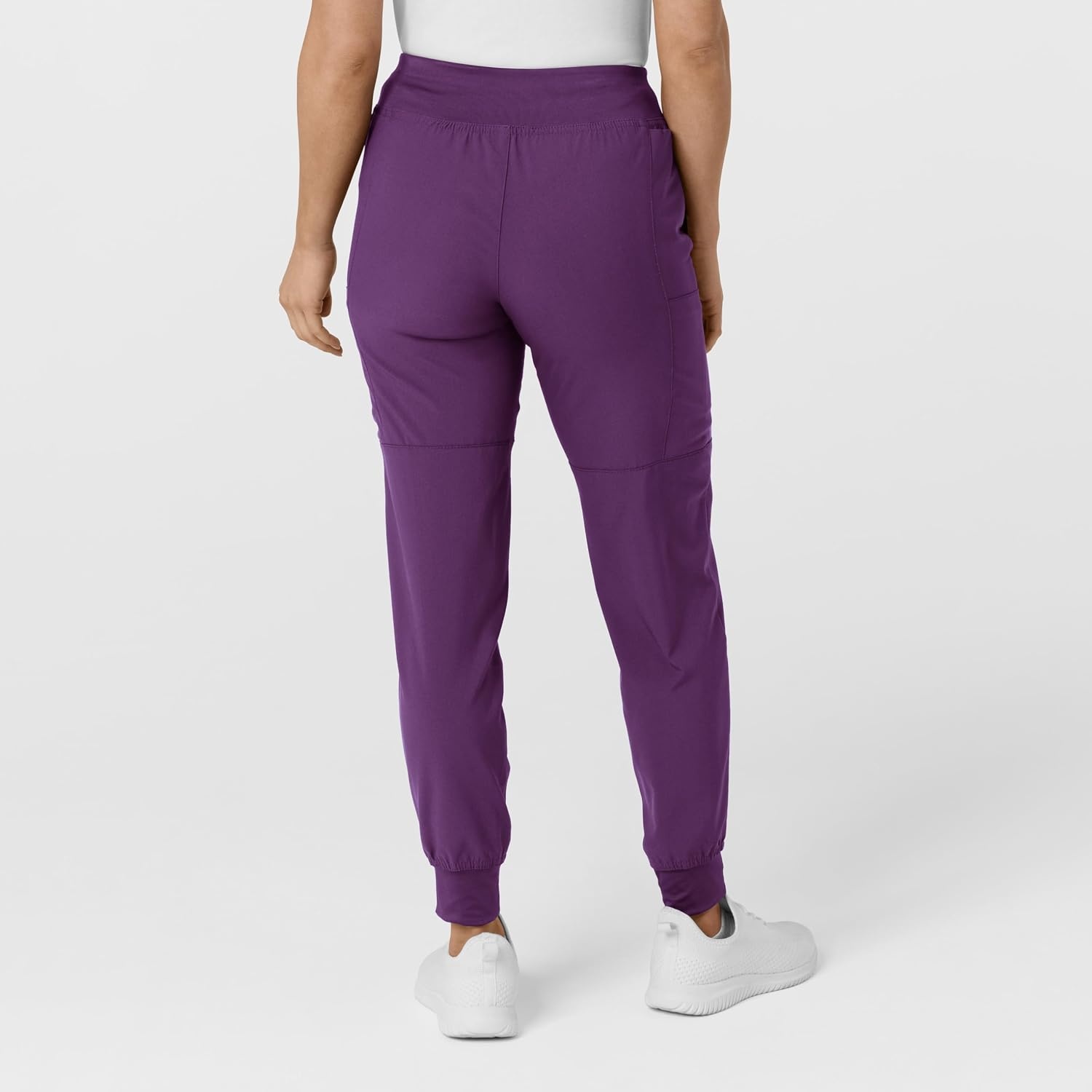 WINK Scrubs for Women, W123, Comfort Waist Cargo Joggers Pants with 8 Pockets(Eggplant)