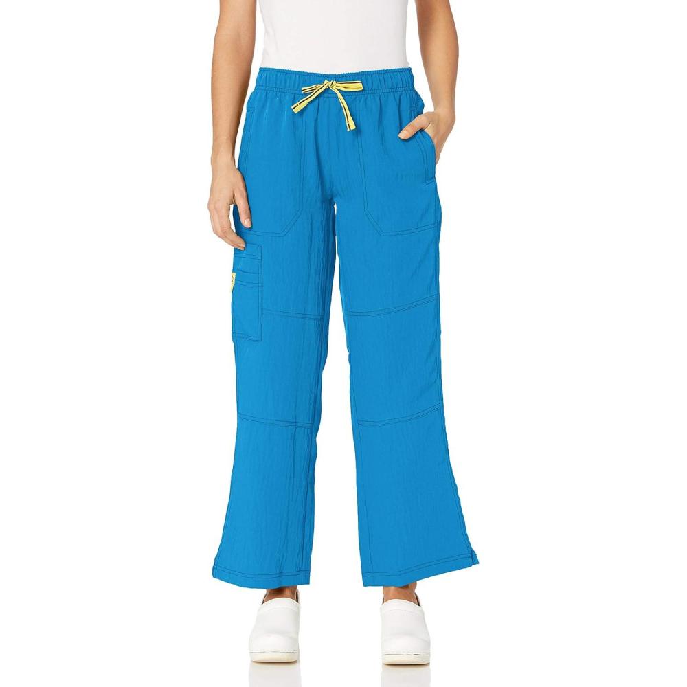 WonderWink Womens Four Stretch Cargo Scrub Pant(Jewel Blue)