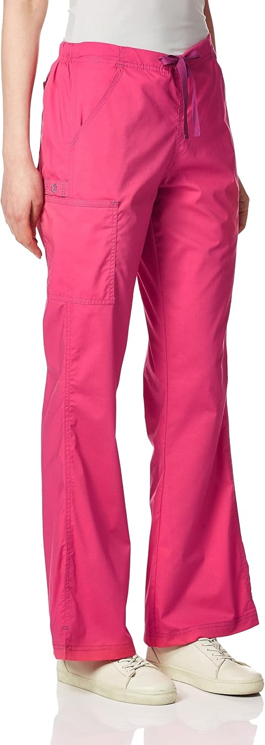Wink WonderFLEX Grace – Women’s Flare Leg Cargo Scrub Pant, Hot Pink, 2XS