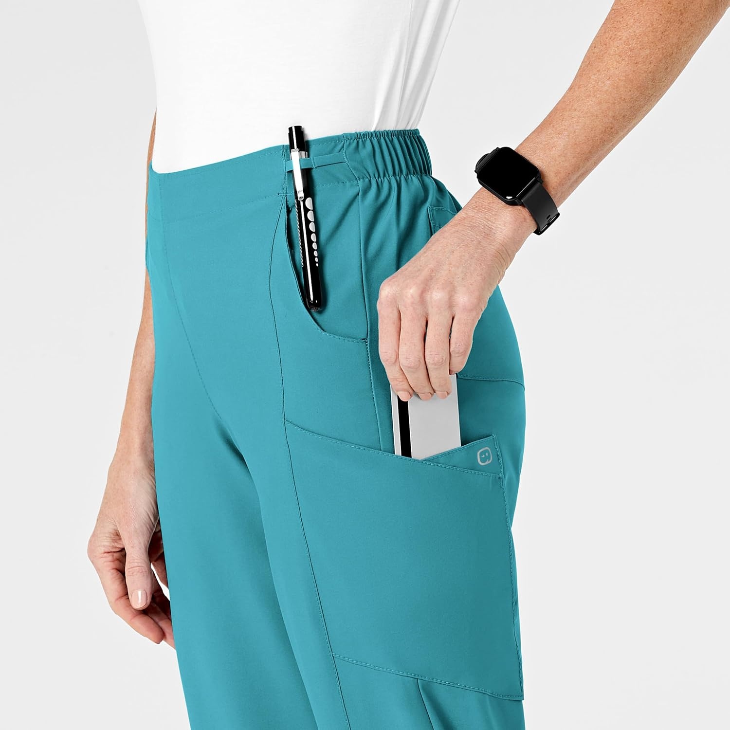 Wink W123 Women’s Flat Front Cargo Scrub Pant(Teal Blue)