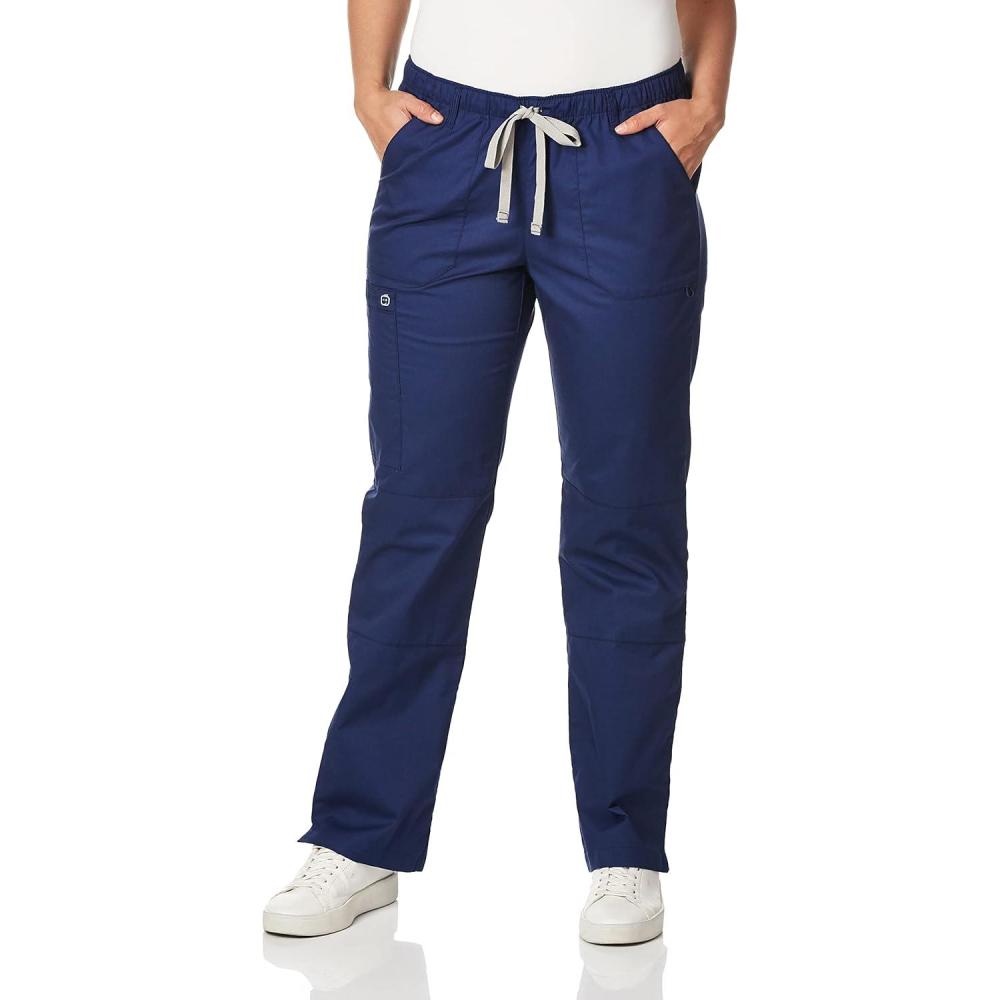 WonderWink Women’s Petite-Plus-Size Wonderwork Straight Leg Cargo Scrub Pant(Navy)