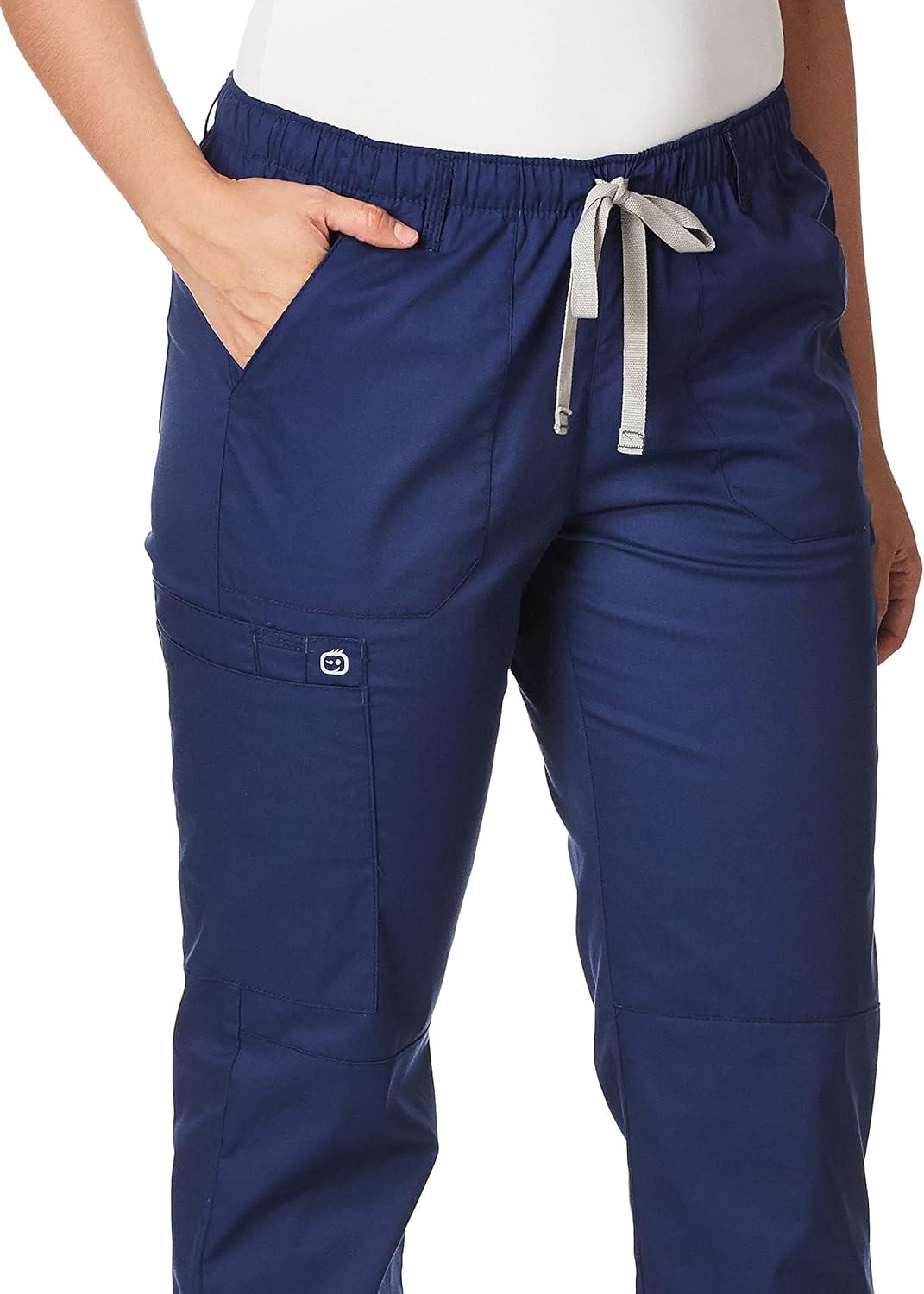 WonderWink Women’s Petite-Plus-Size Wonderwork Straight Leg Cargo Scrub Pant(Navy)