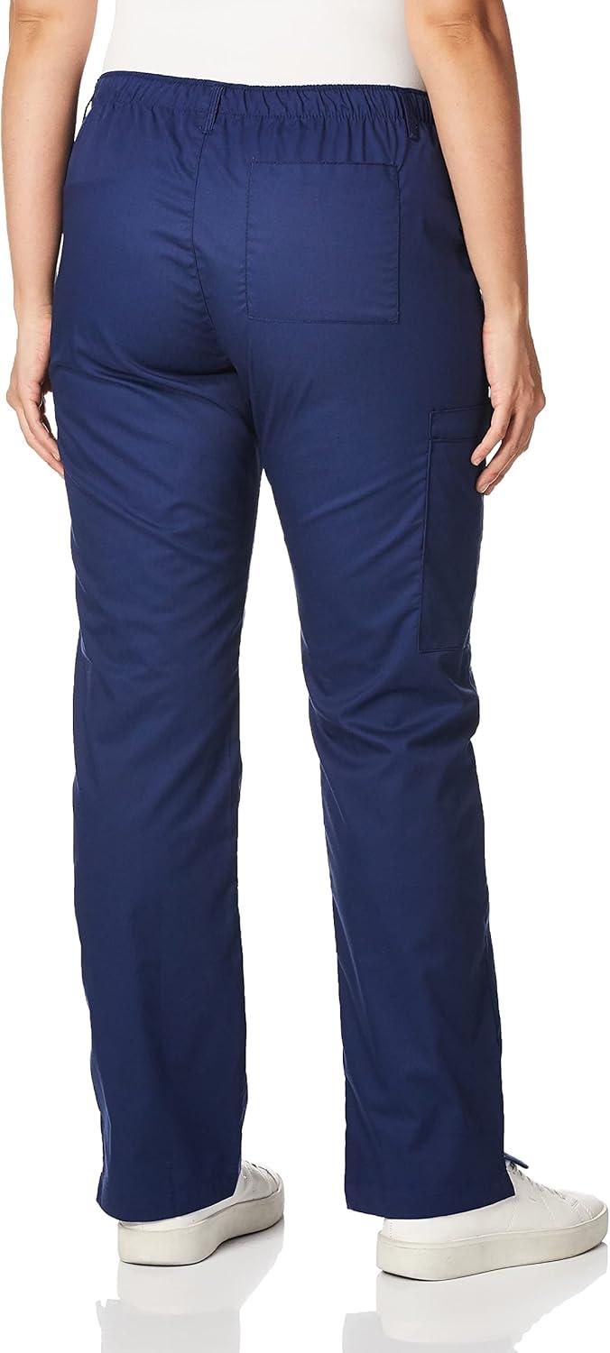 WonderWink Women’s Petite-Plus-Size Wonderwork Straight Leg Cargo Scrub Pant(Navy)
